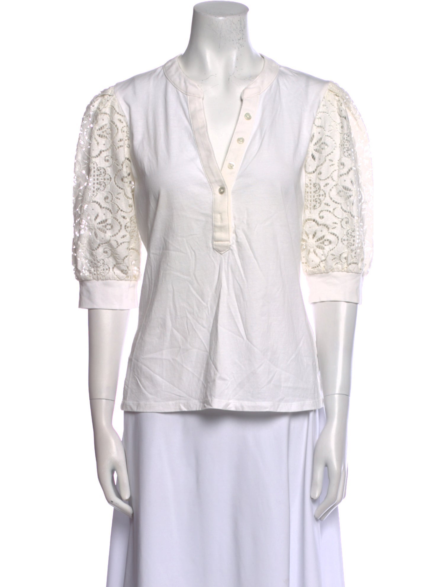 Veronica Beard V-Neck Three-Quarter Sleeve Polo