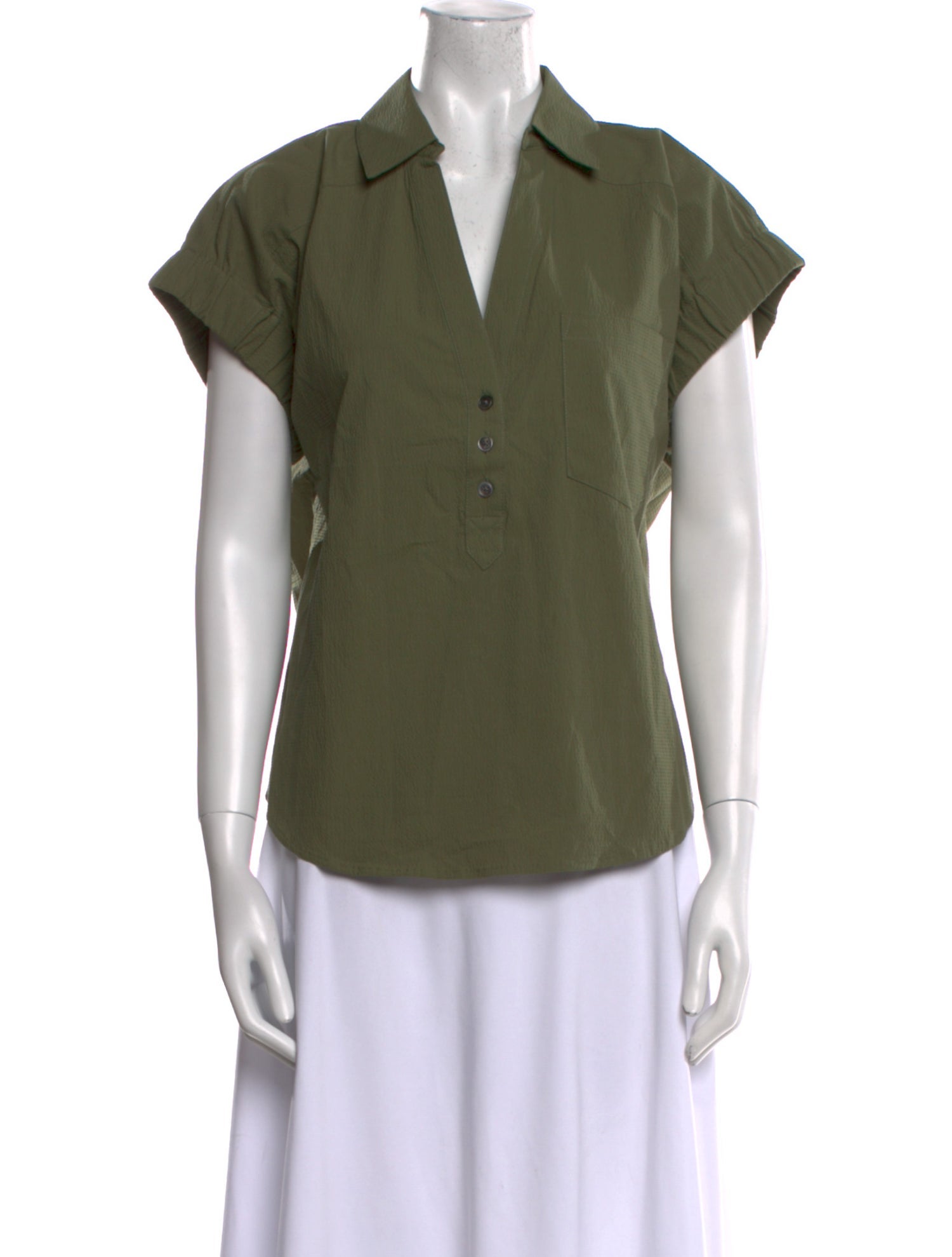 Veronica Beard Short Sleeve Button-Up Top