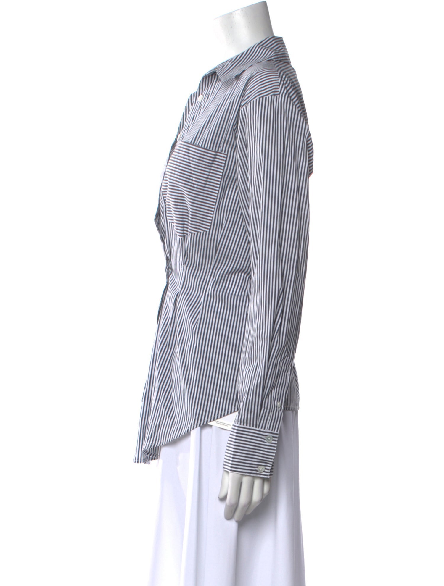 Veronica Beard Striped Long Sleeve Button-Up Top