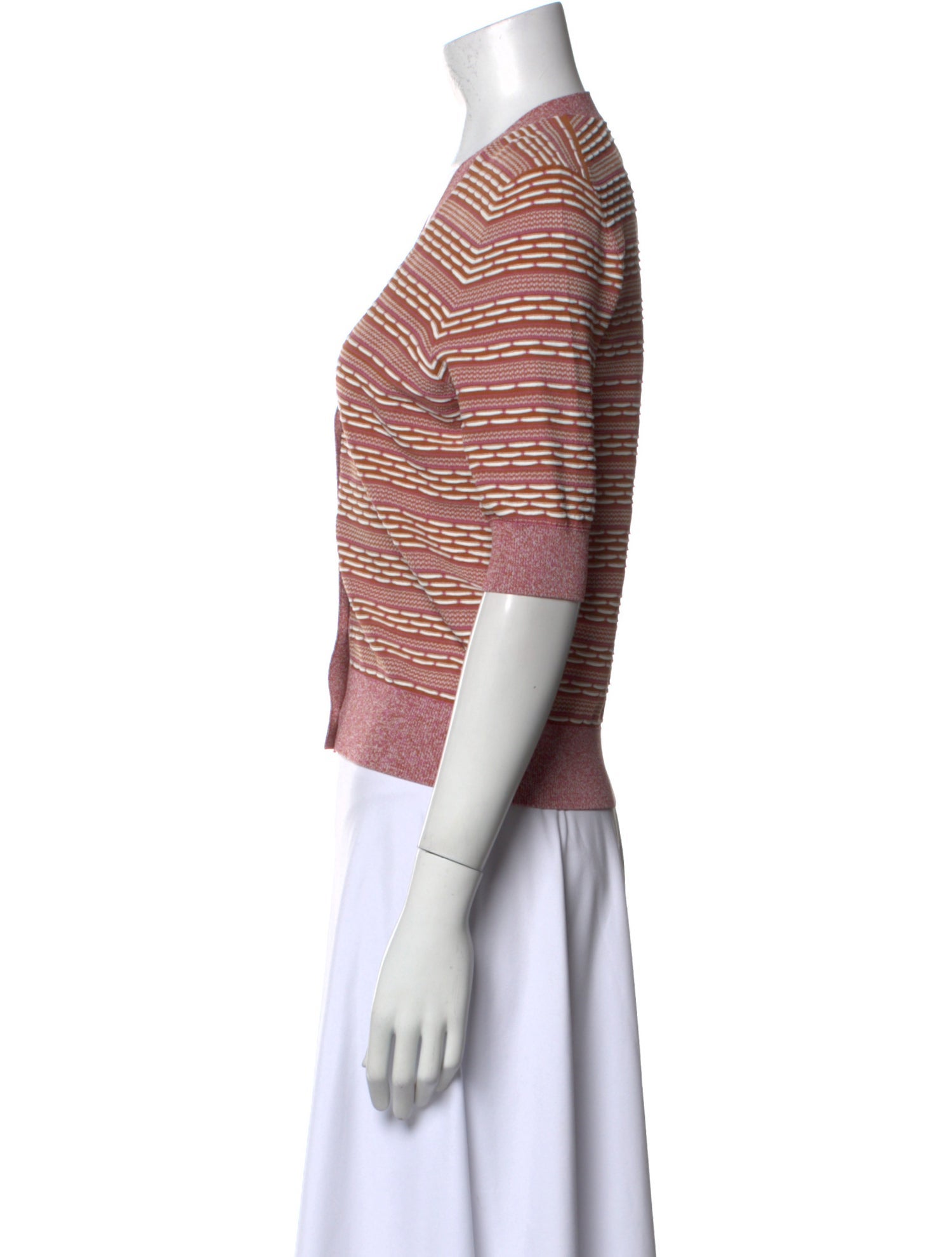 Veronica Beard Striped V-Neck Crop Top