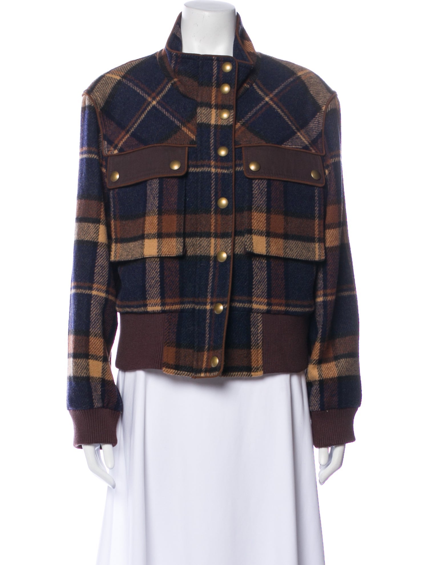 Veronica Beard Wool Plaid Print Jacket