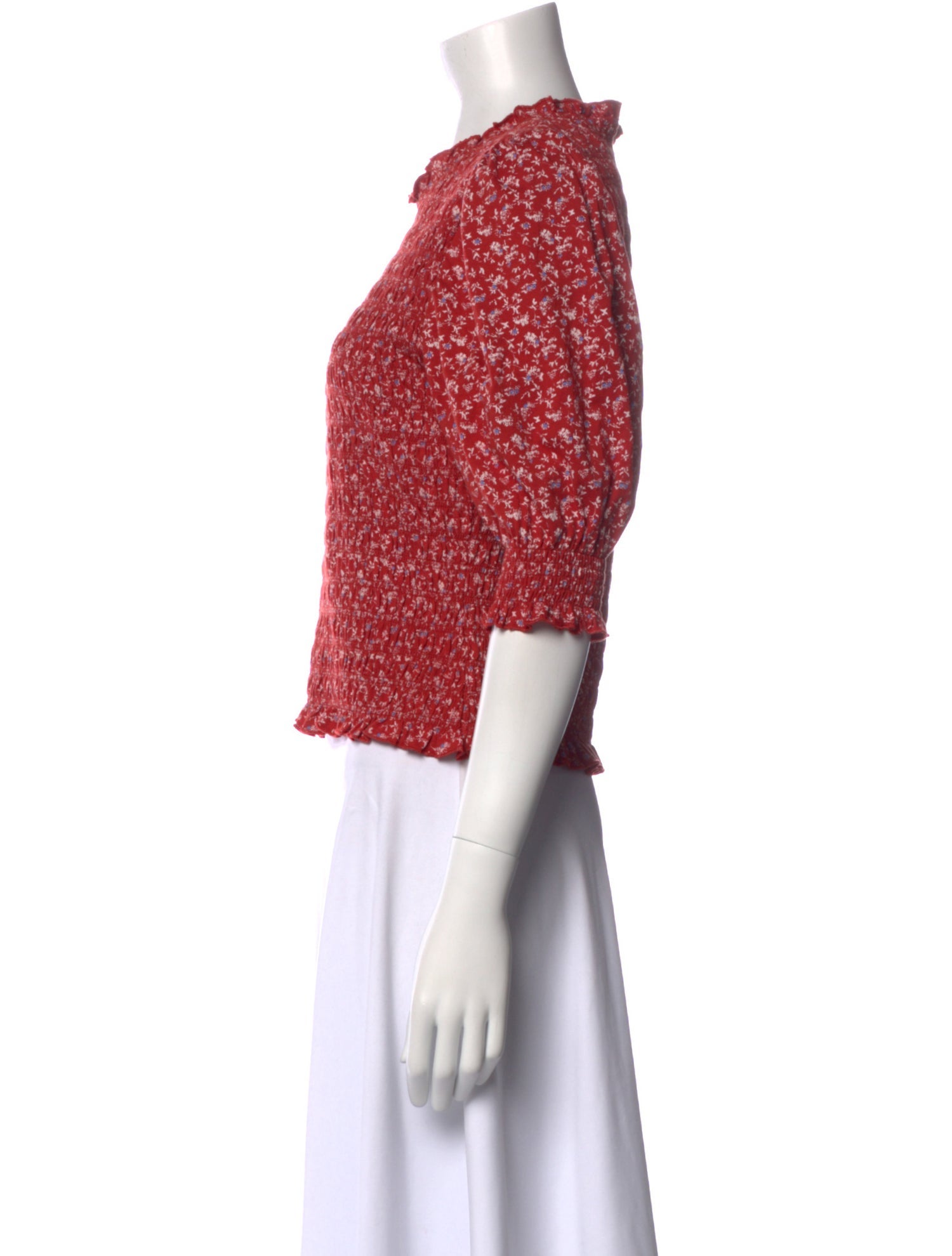 Veronica Beard Crew Neck Three-Quarter Sleeve Crop Top