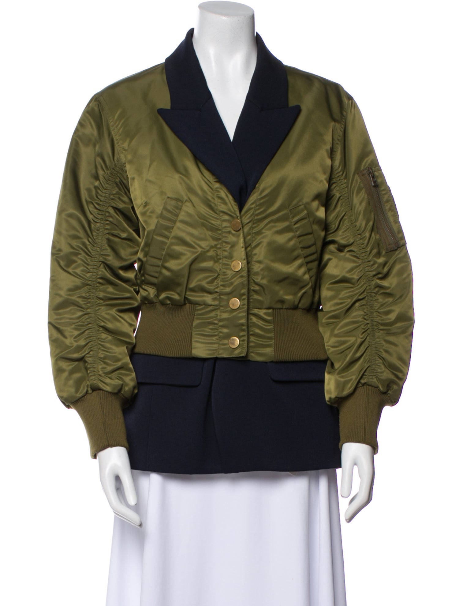 Veronica Beard Colorblock Pattern Bomber Jacket