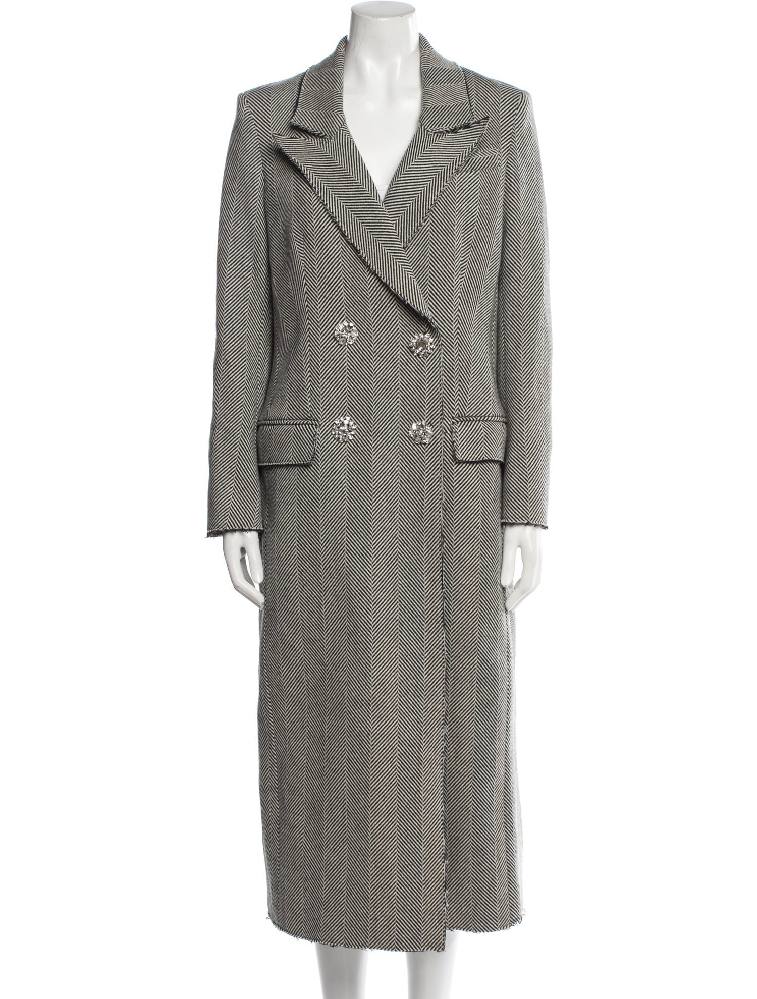 Veronica Beard Virgin Wool Striped Faux Fur Coat
