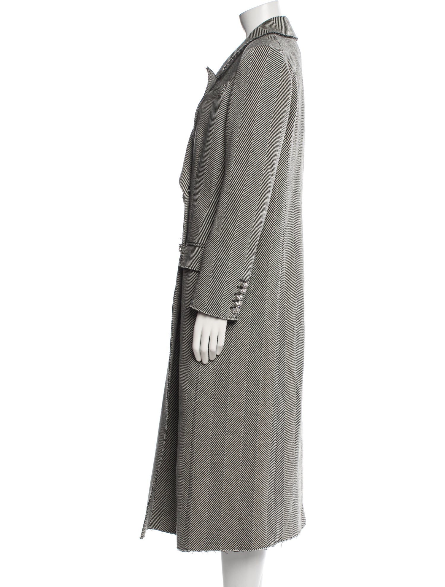 Veronica Beard Virgin Wool Striped Faux Fur Coat