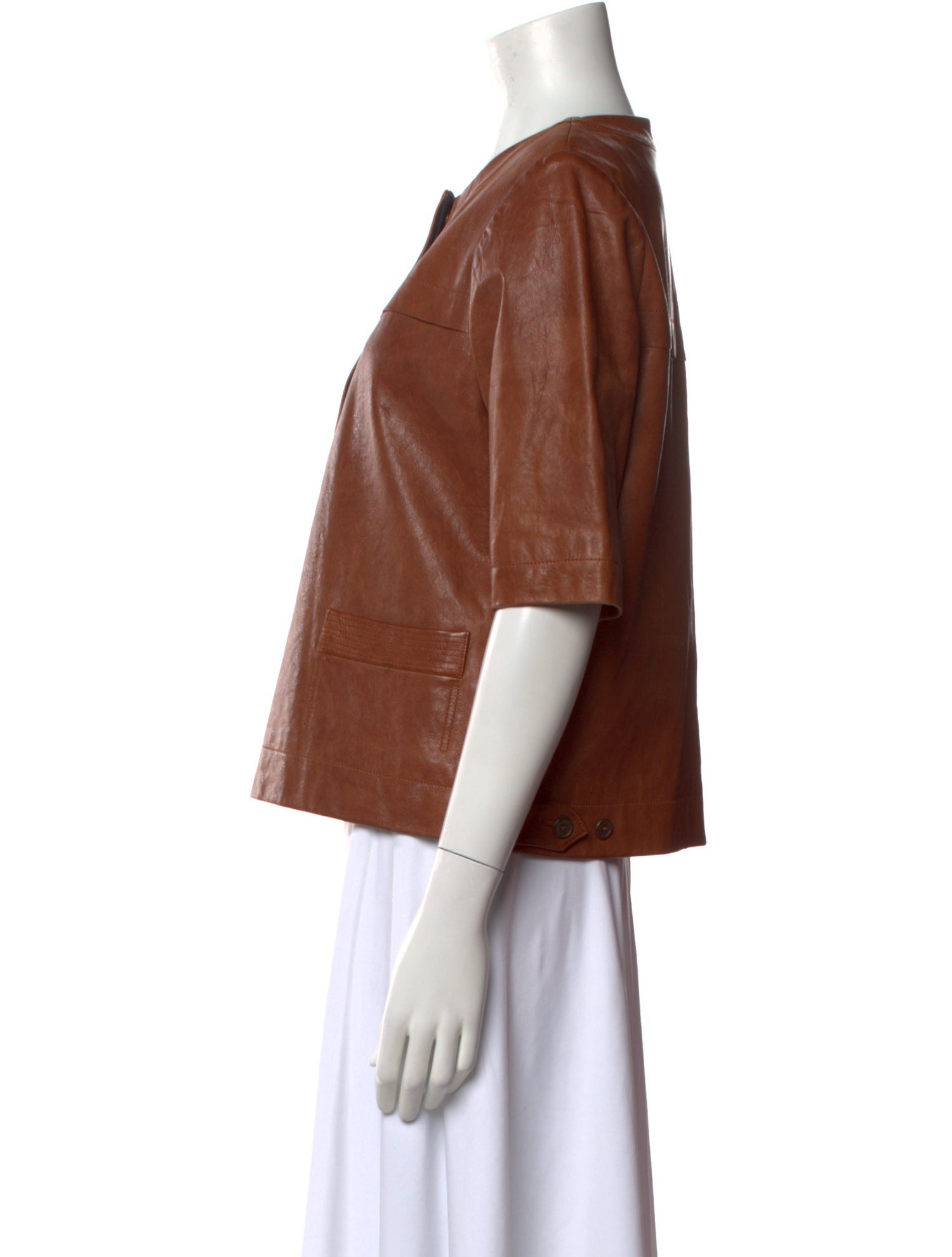 Veronica Beard Leather Crew Neck Blouse