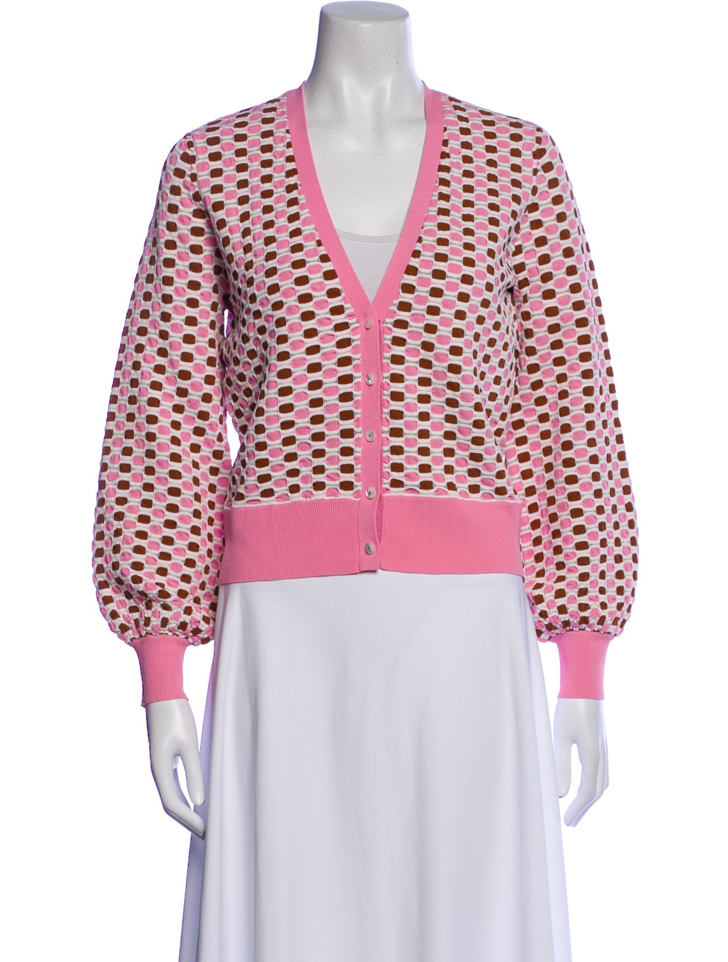 Veronica Beard Printed V-Neck Sweater