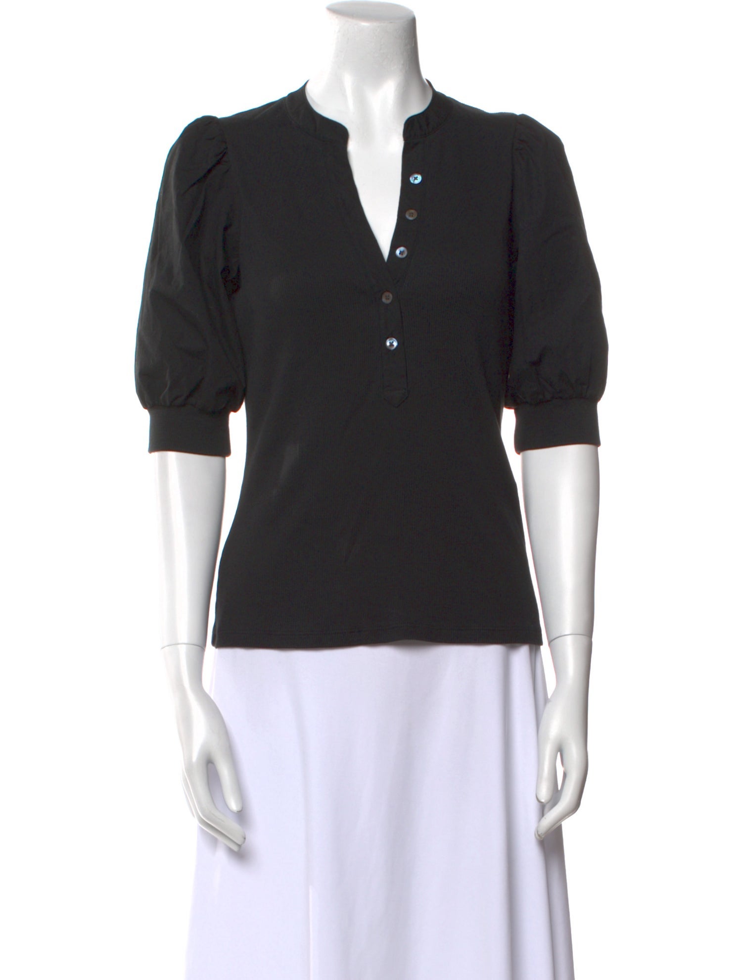 Veronica Beard V-Neck Three-Quarter Sleeve Polo