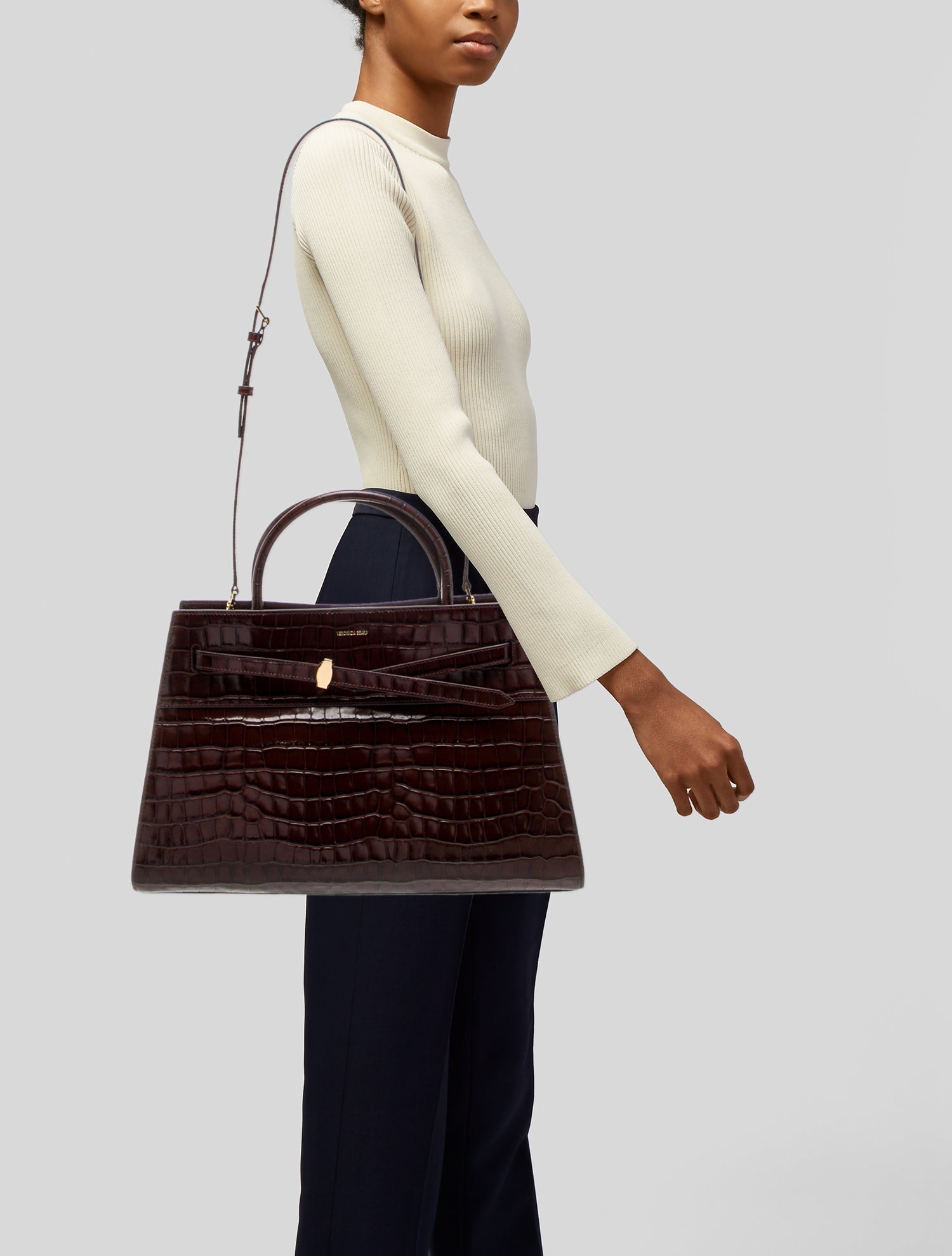 Veronica Beard Embossed Leather Shoulder Bag