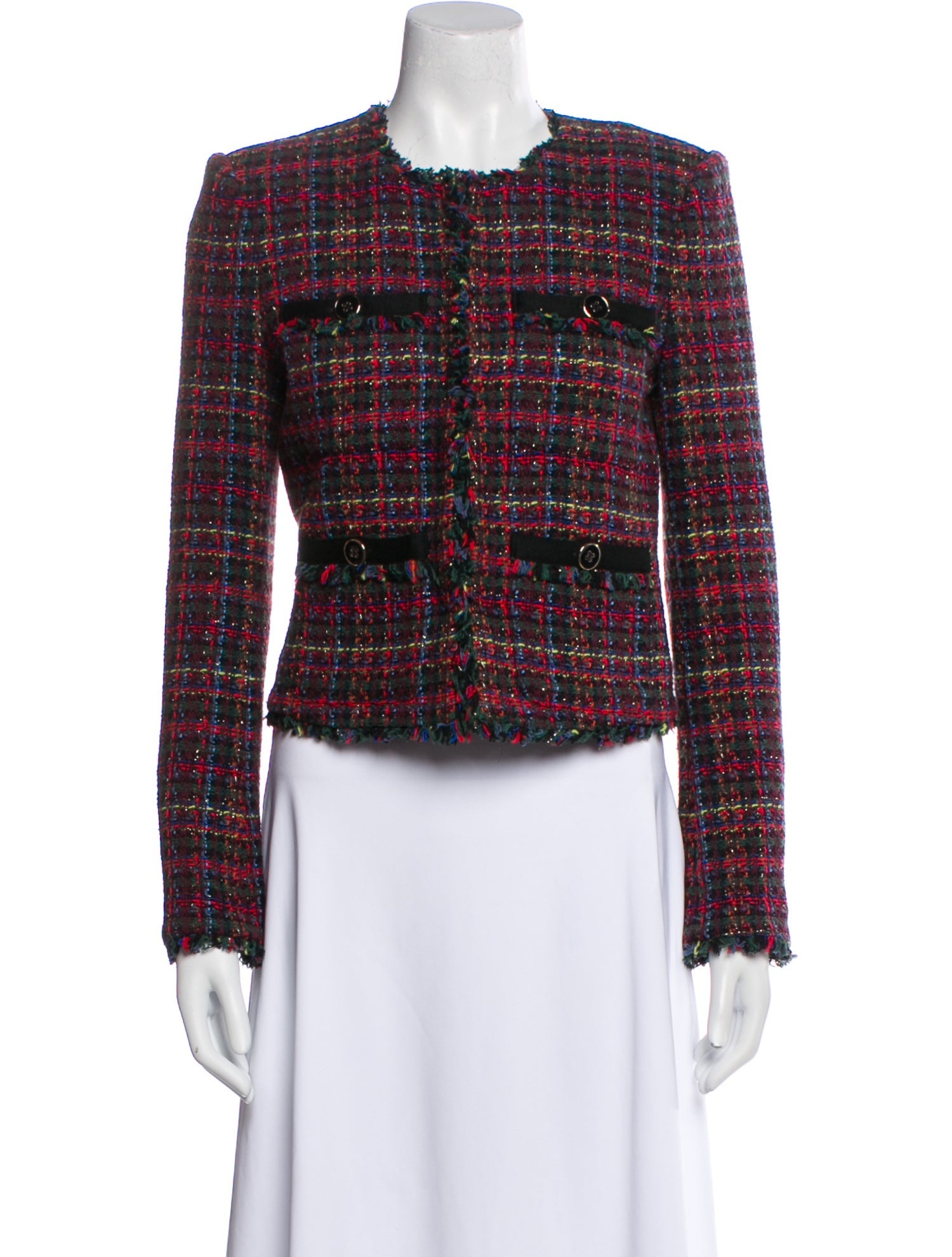 Veronica Beard Plaid Print Evening Jacket