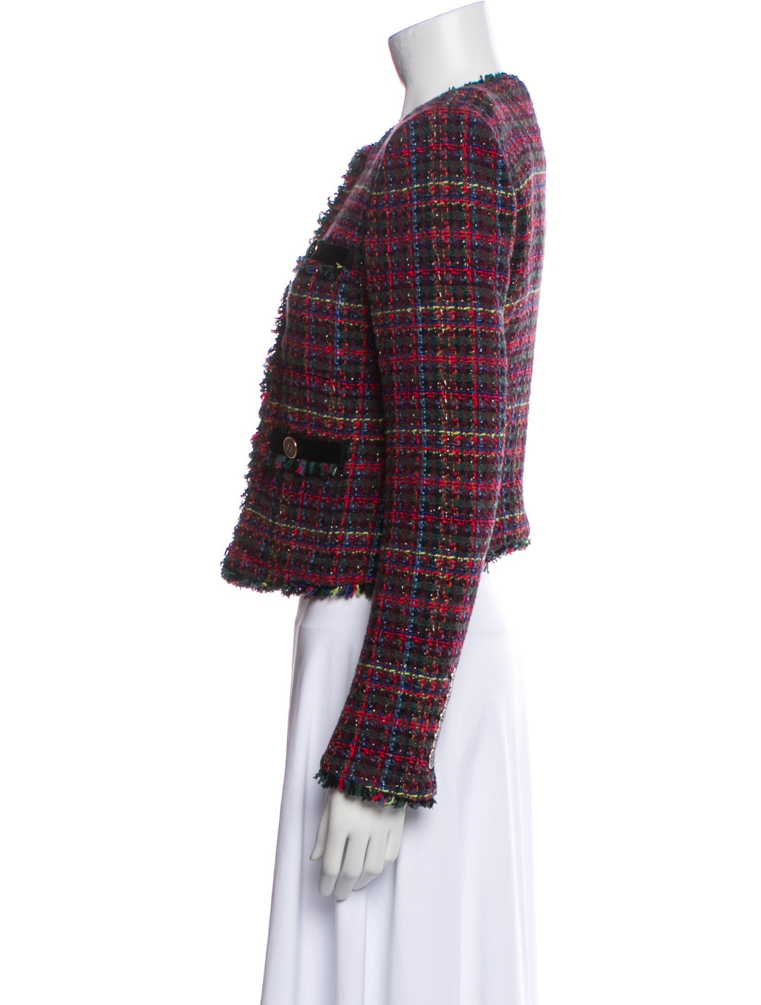 Veronica Beard Plaid Print Evening Jacket