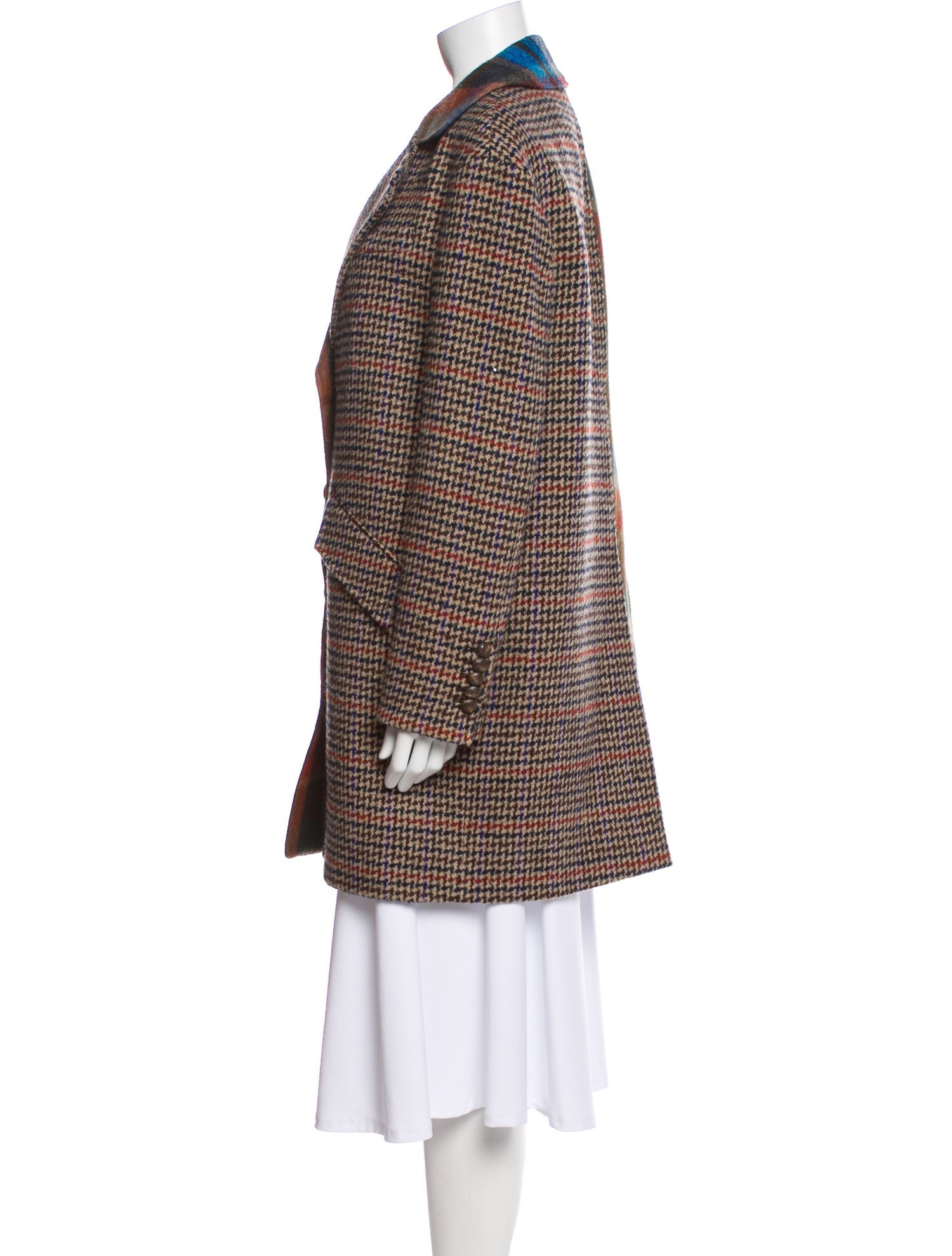 Veronica Beard Virgin Wool Plaid Print Coat