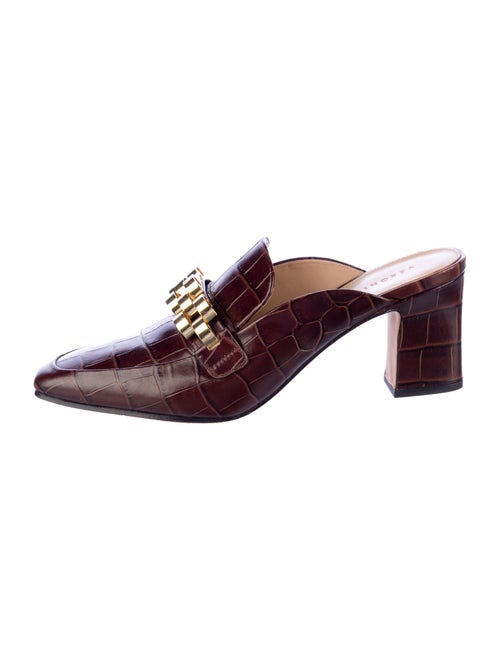 Veronica Beard Embossed Leather Printed Mules