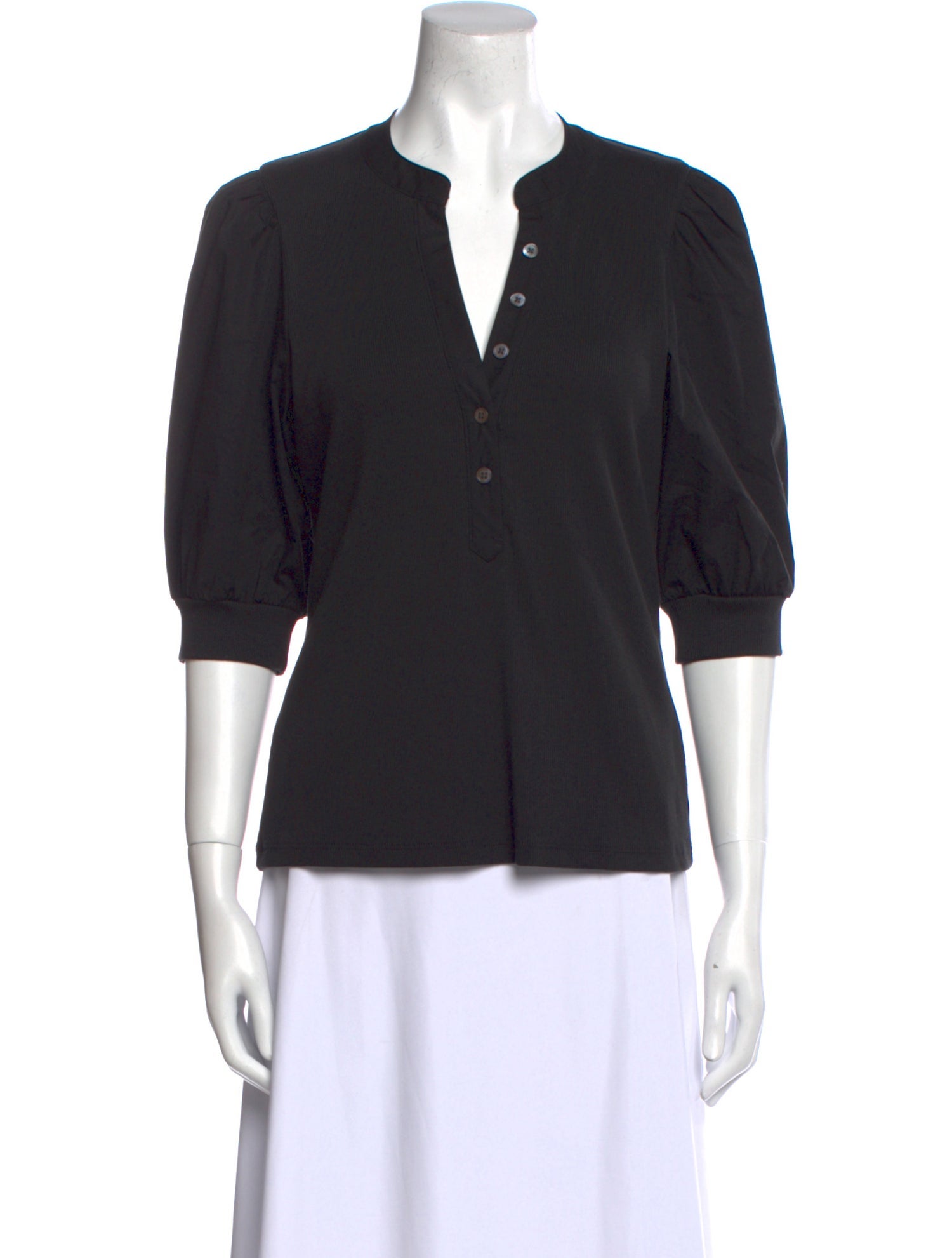 Veronica Beard V-Neck Three-Quarter Sleeve Polo