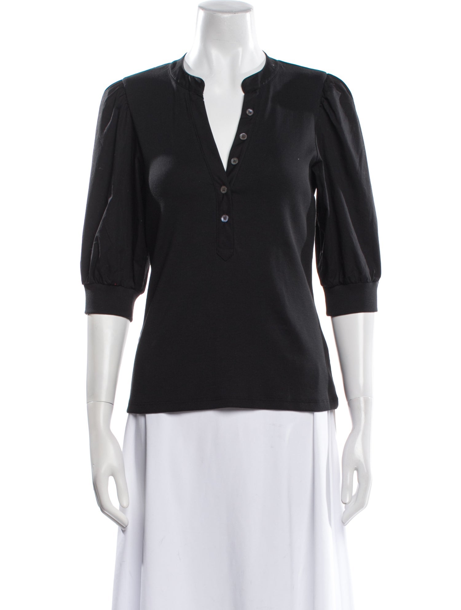 Veronica Beard V-Neck Three-Quarter Sleeve Polo