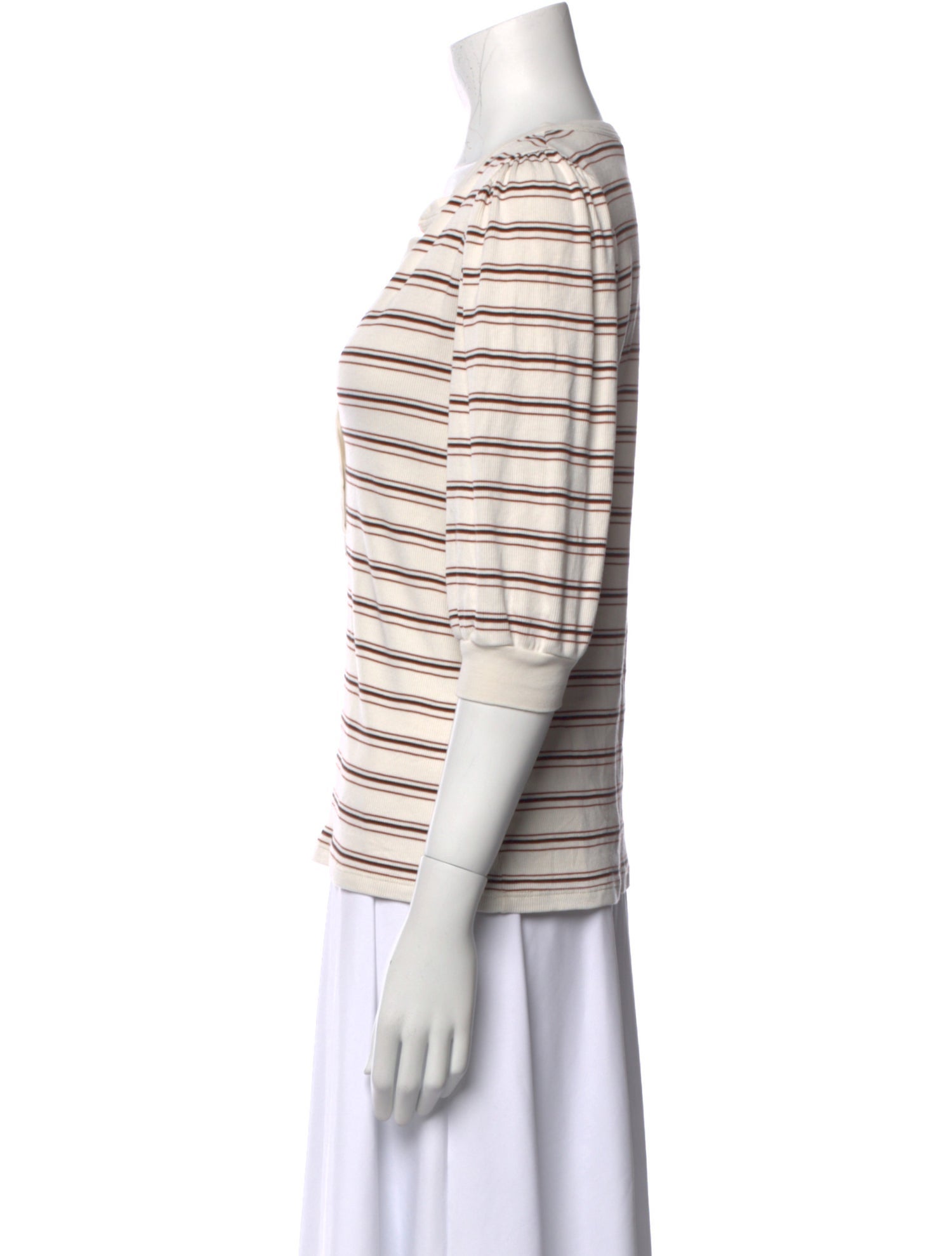 Veronica Beard Striped V-Neck Top