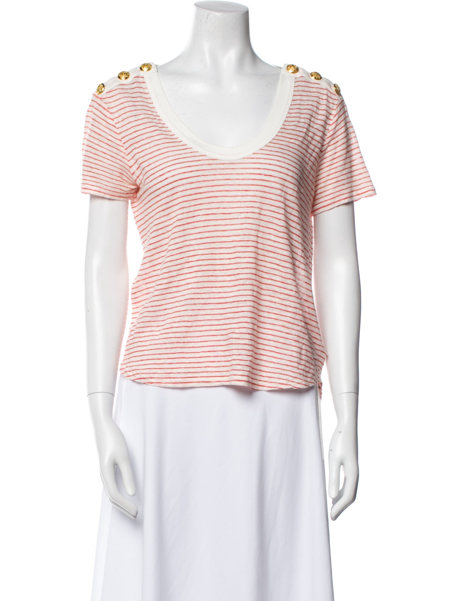 Veronica Beard Linen Striped T-Shirt
