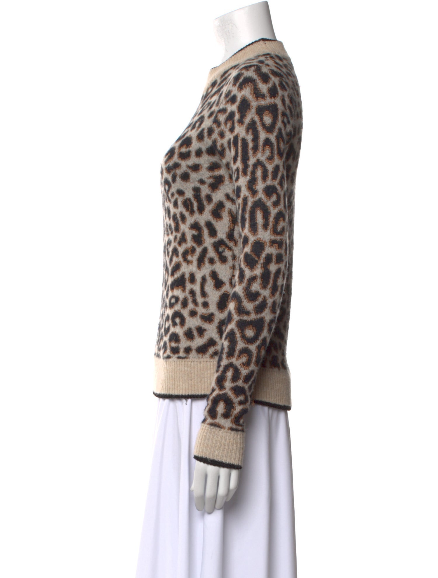 Veronica Beard Animal Print Crew Neck Sweater