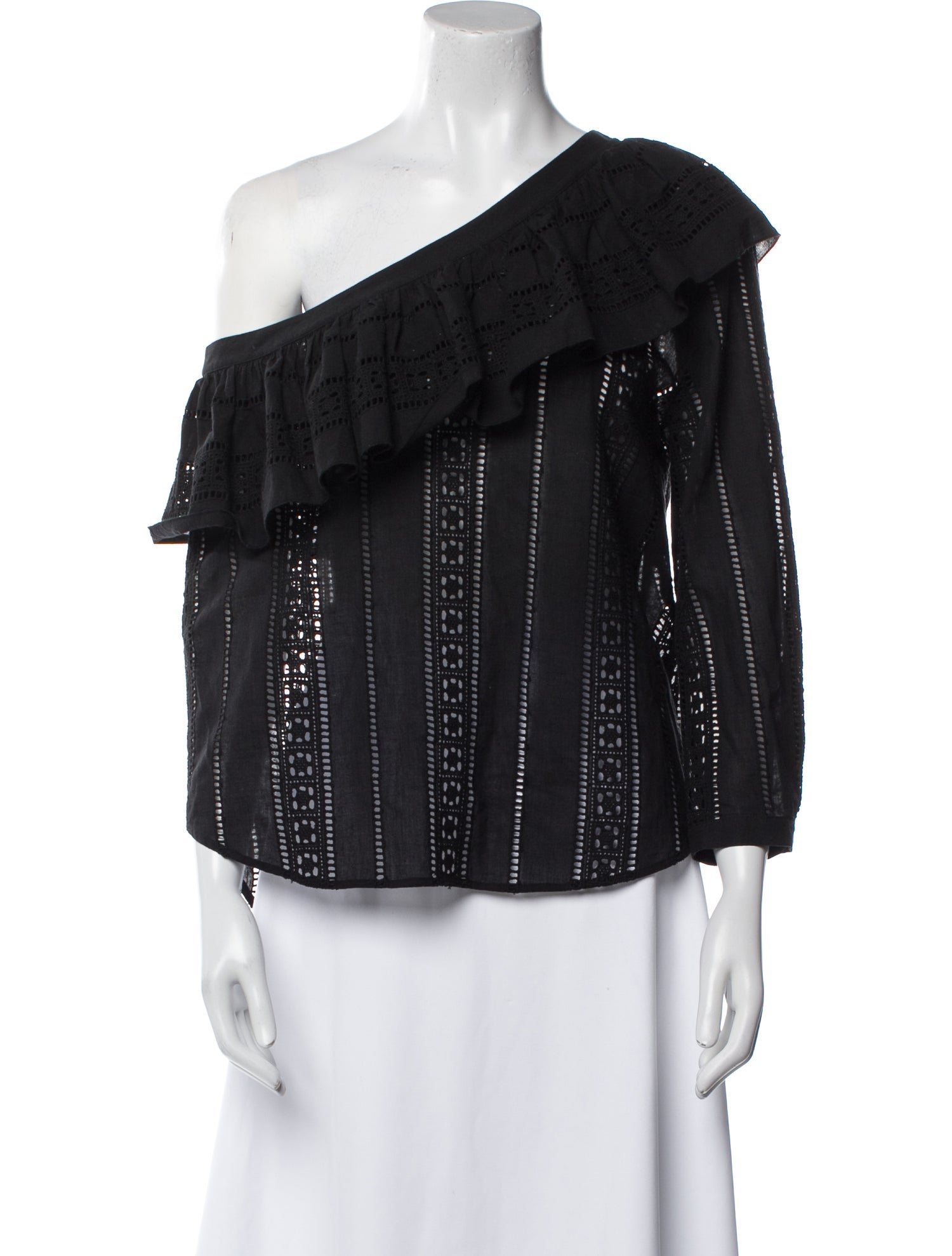 Veronica Beard Lace Pattern One-Shoulder Blouse