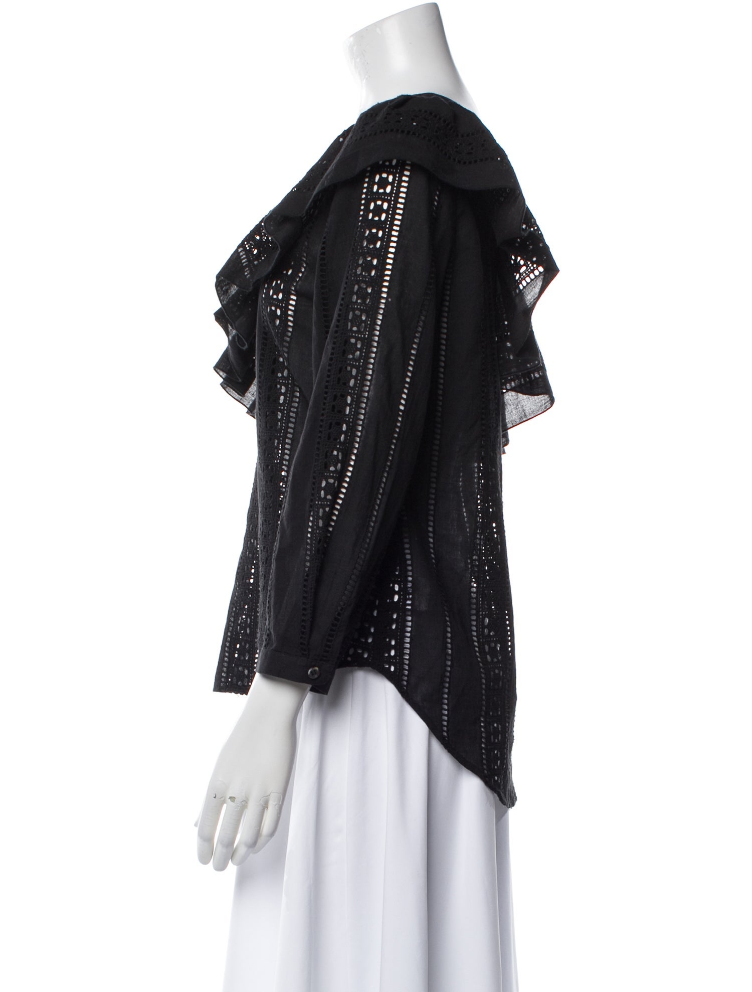 Veronica Beard Lace Pattern One-Shoulder Blouse