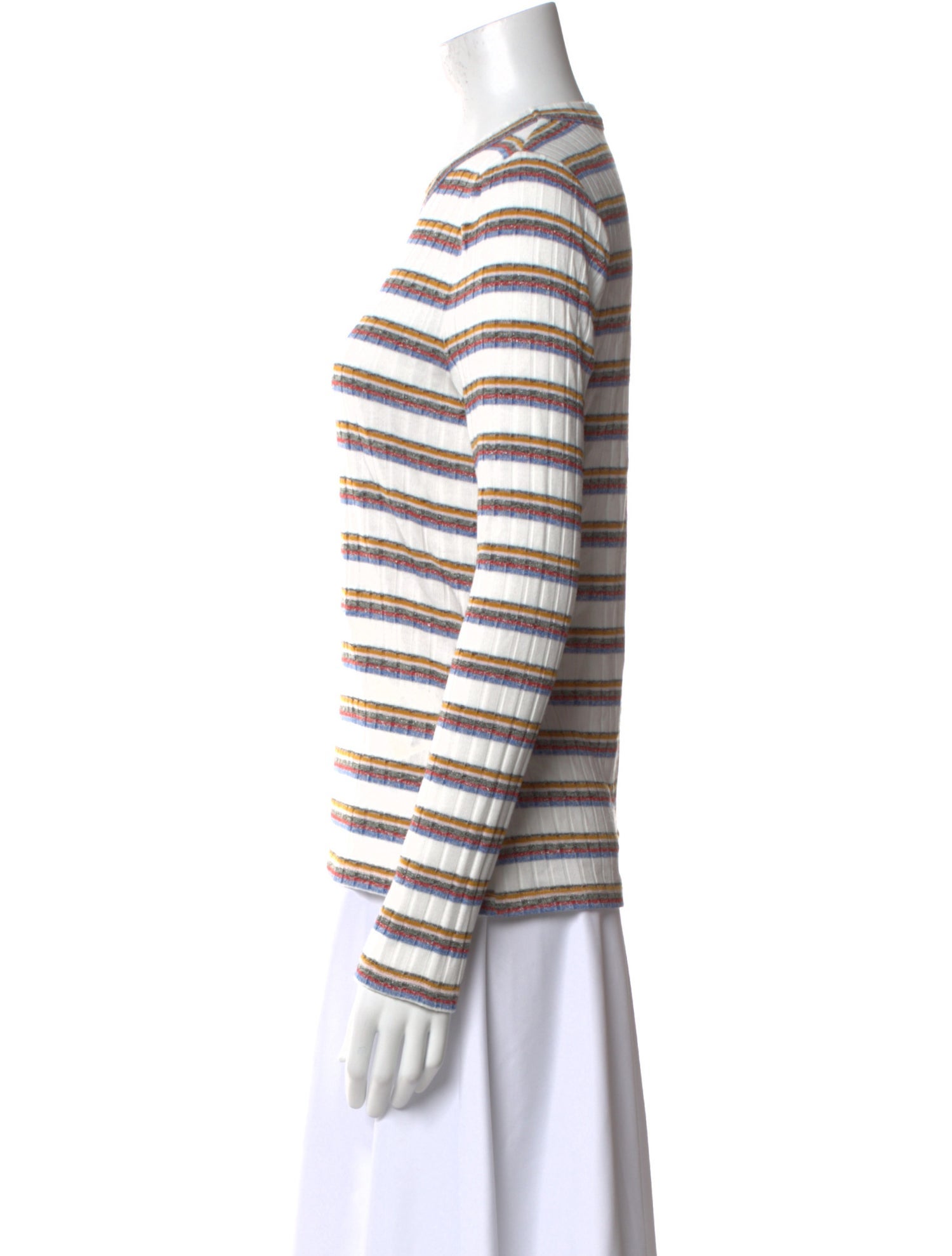 Veronica Beard Striped Crew Neck Top
