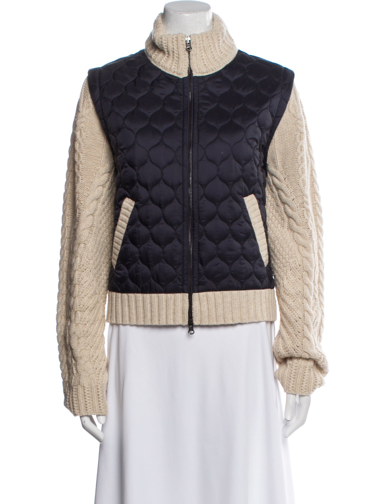 Veronica Beard Lambswool Colorblock Pattern Utility Jacket
