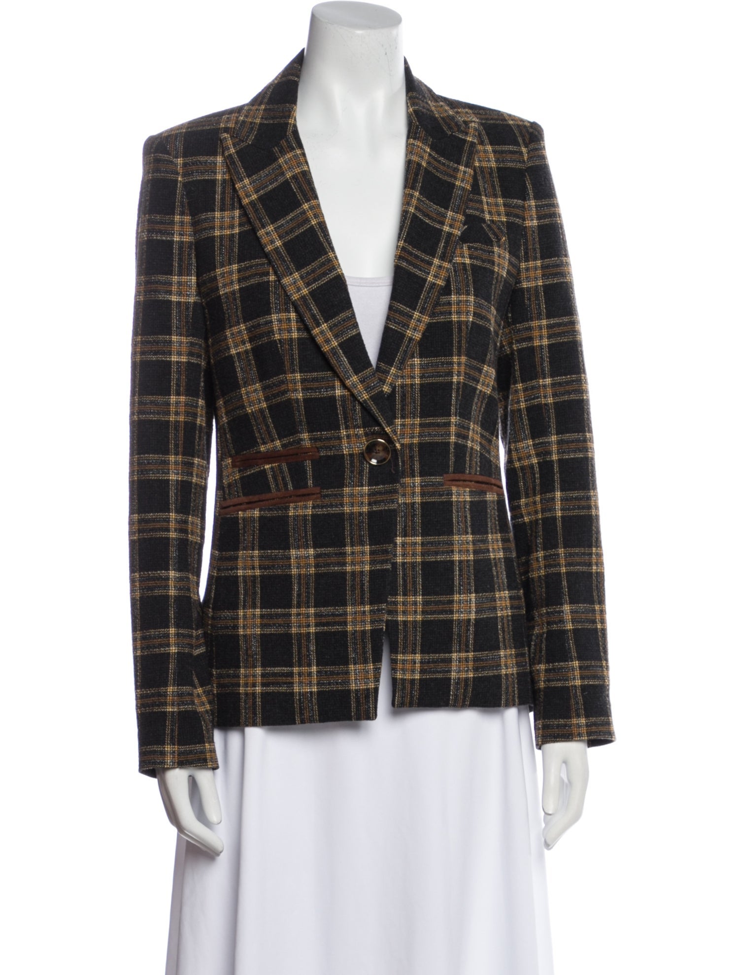 Veronica Beard Plaid Print Blazer