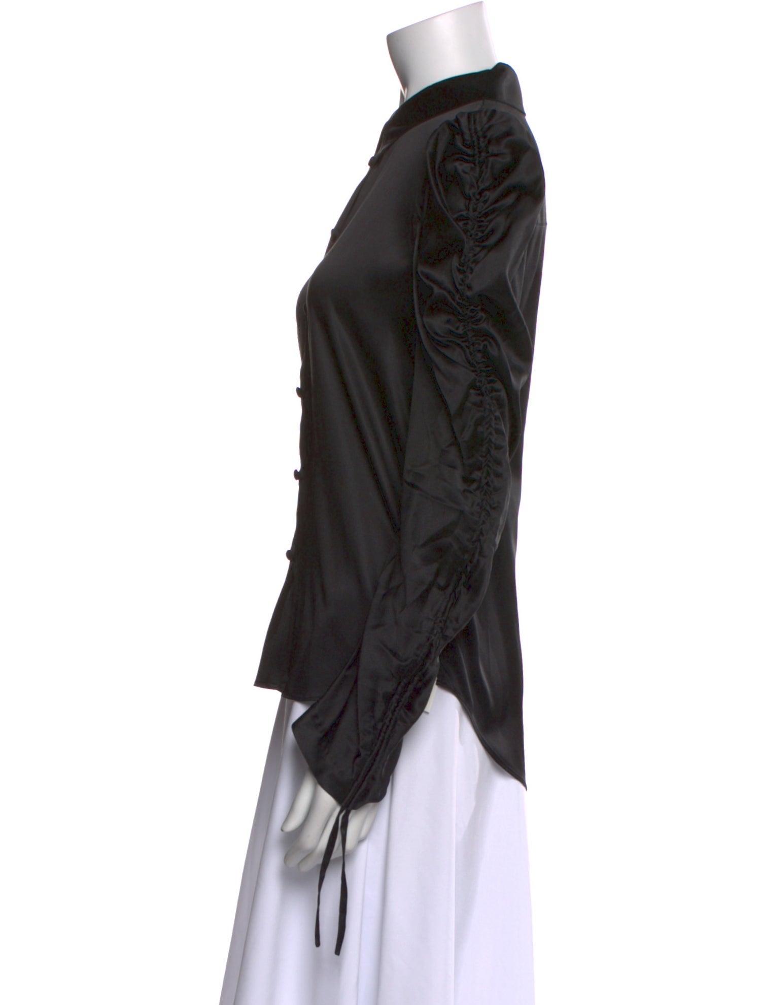 Veronica Beard Silk Long Sleeve Button-Up Top