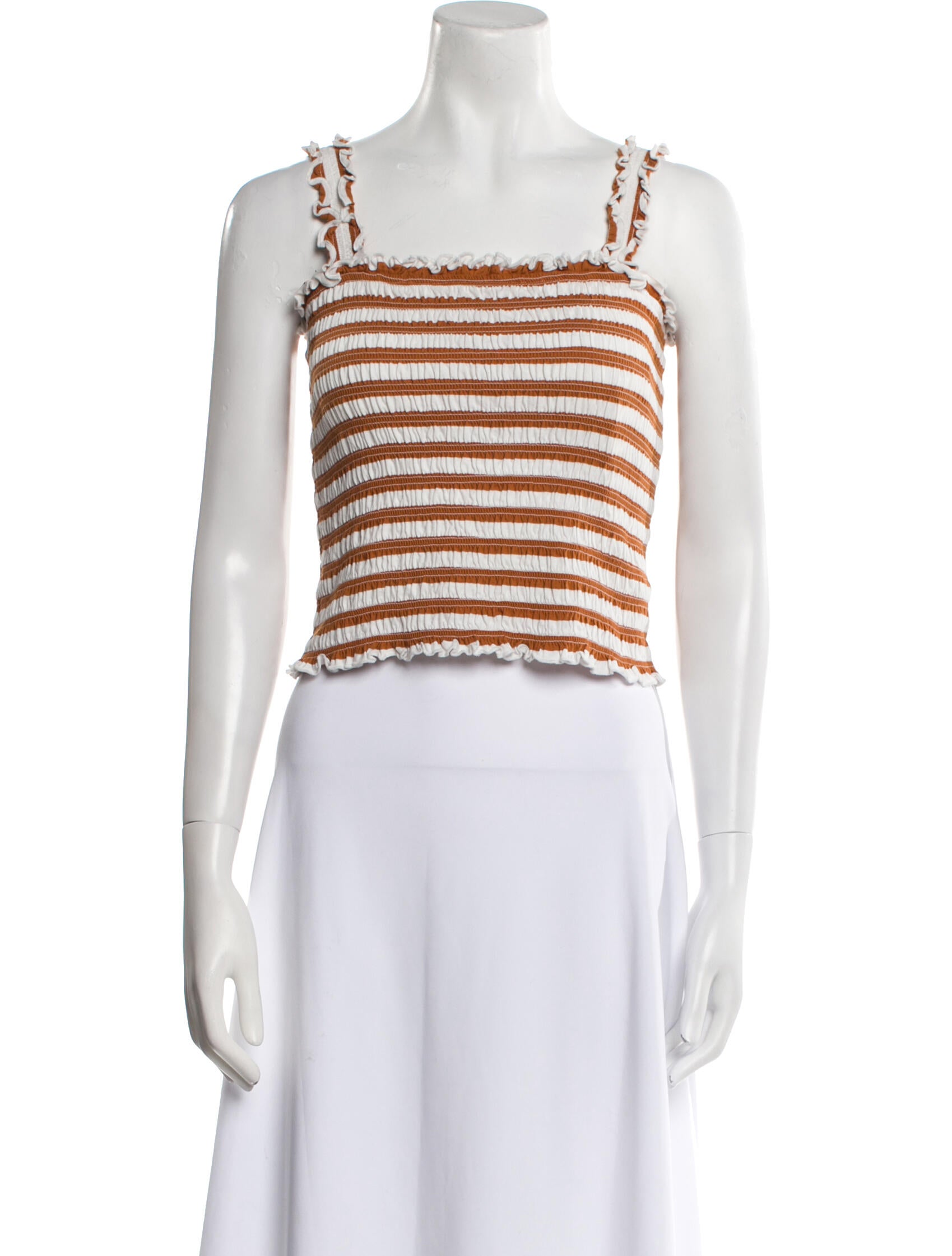 Veronica Beard Striped Square Neckline Crop Top