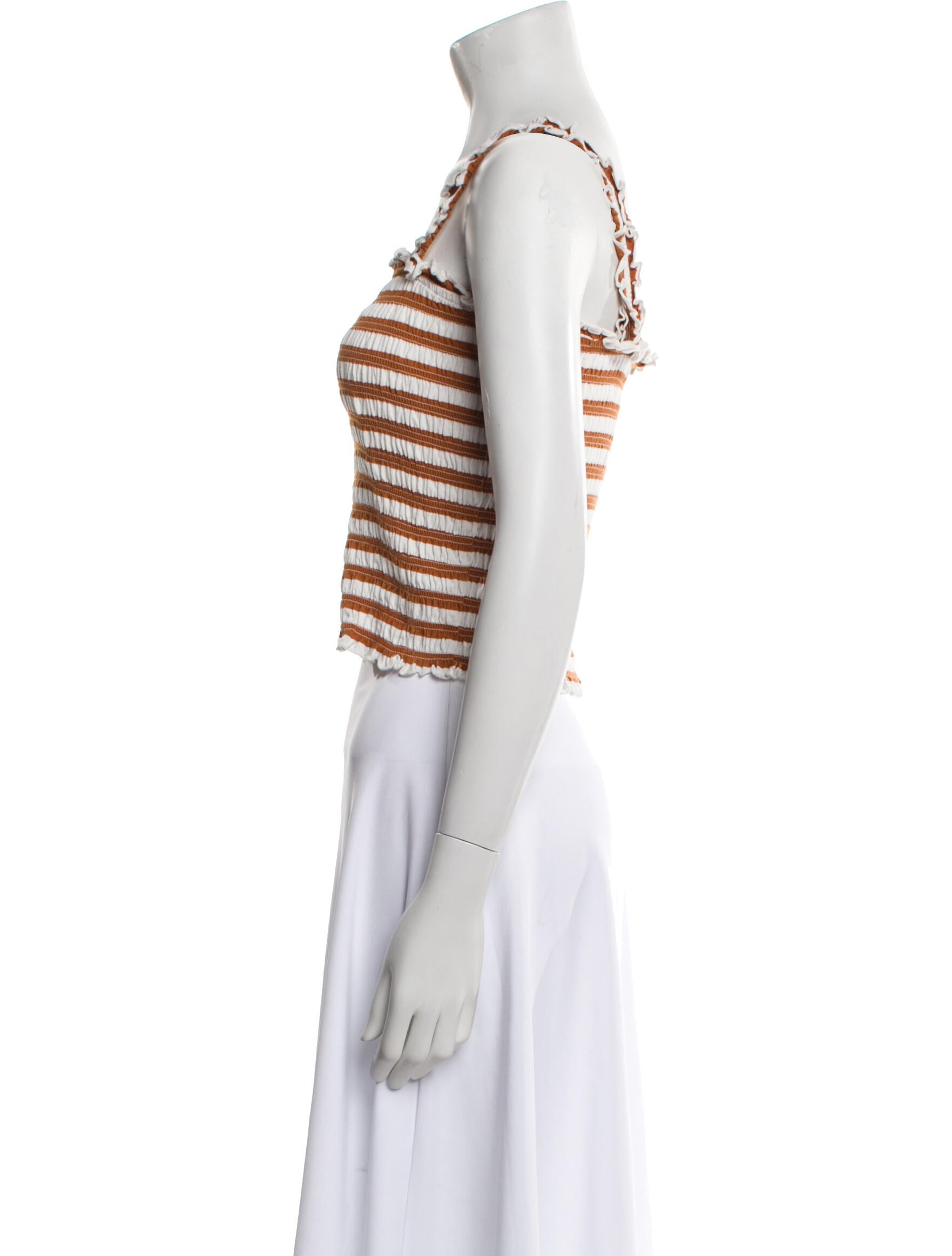 Veronica Beard Striped Square Neckline Crop Top
