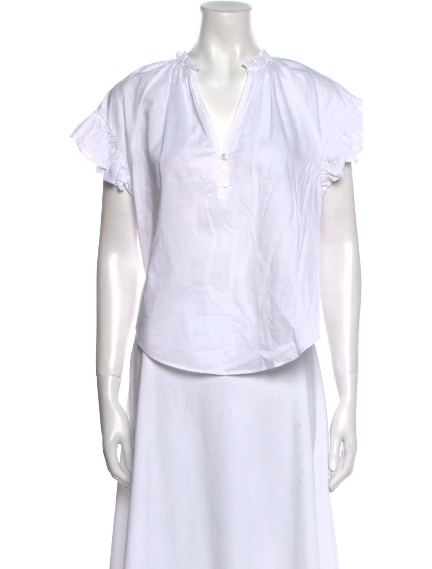 Veronica Beard V-Neck Short Sleeve Blouse