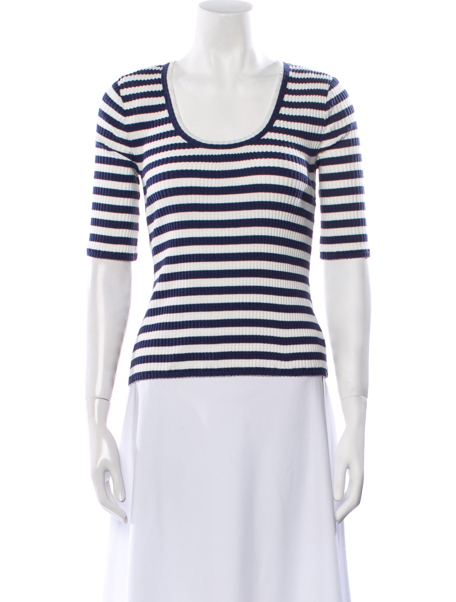 Veronica Beard Striped Scoop Neck T-Shirt