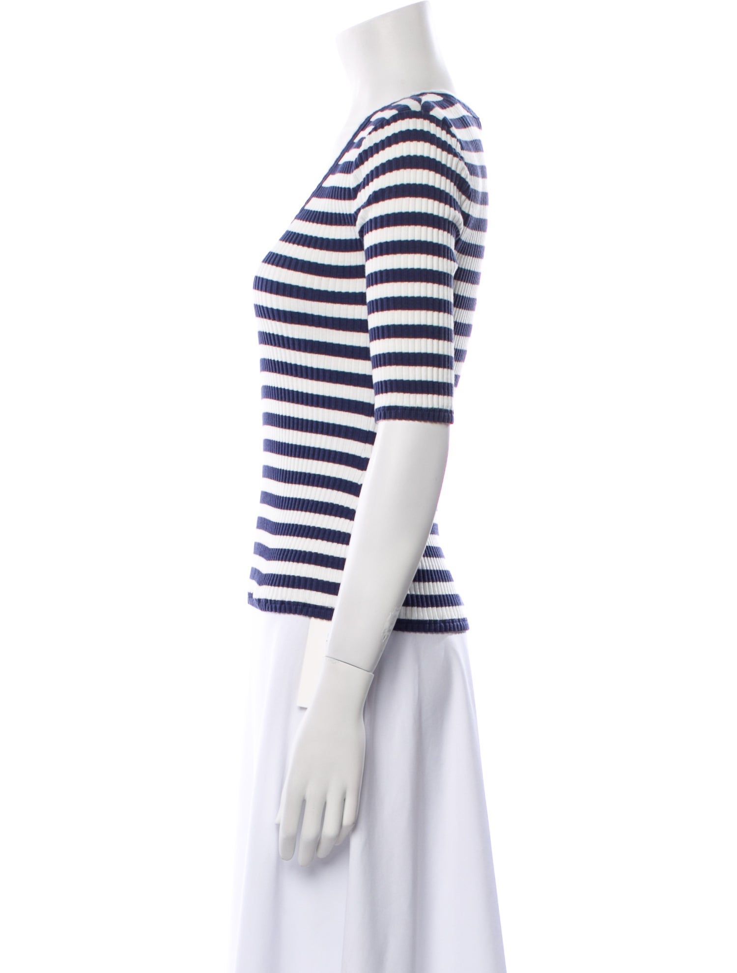 Veronica Beard Striped Scoop Neck T-Shirt