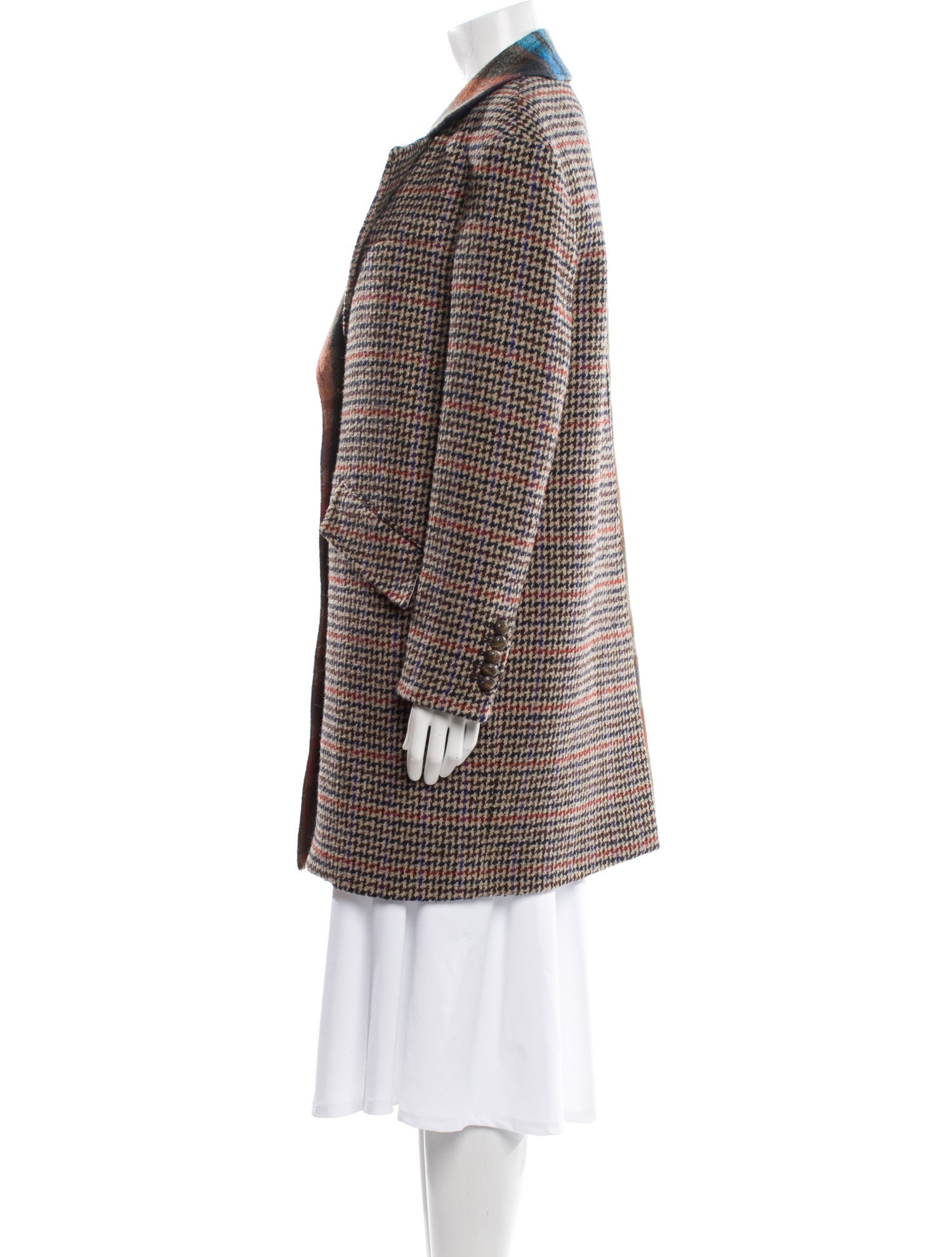 Veronica Beard Virgin Wool Plaid Print Coat