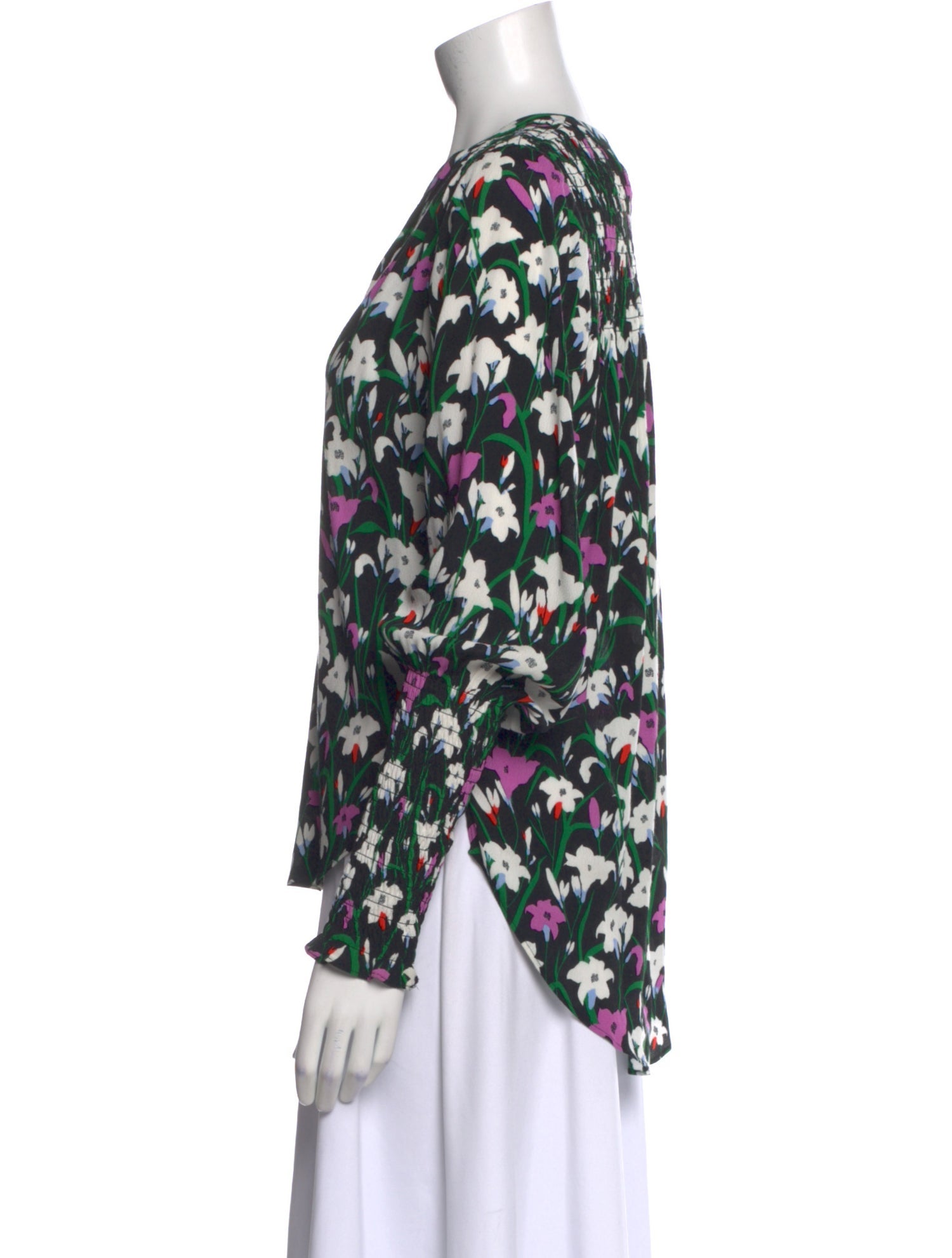 Veronica Beard Floral Print V-Neck Blouse