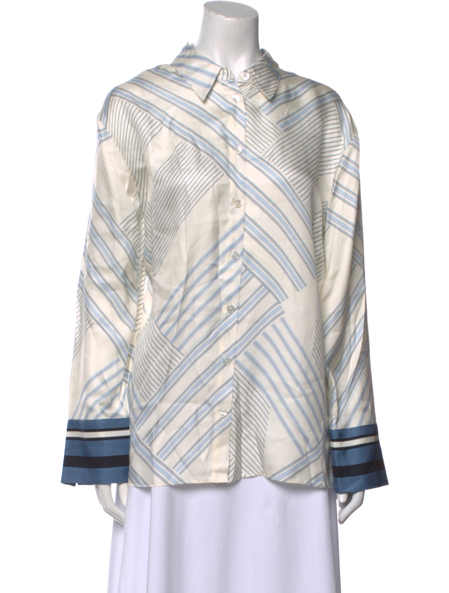 Veronica Beard Plaid Print Long Sleeve Button-Up Top