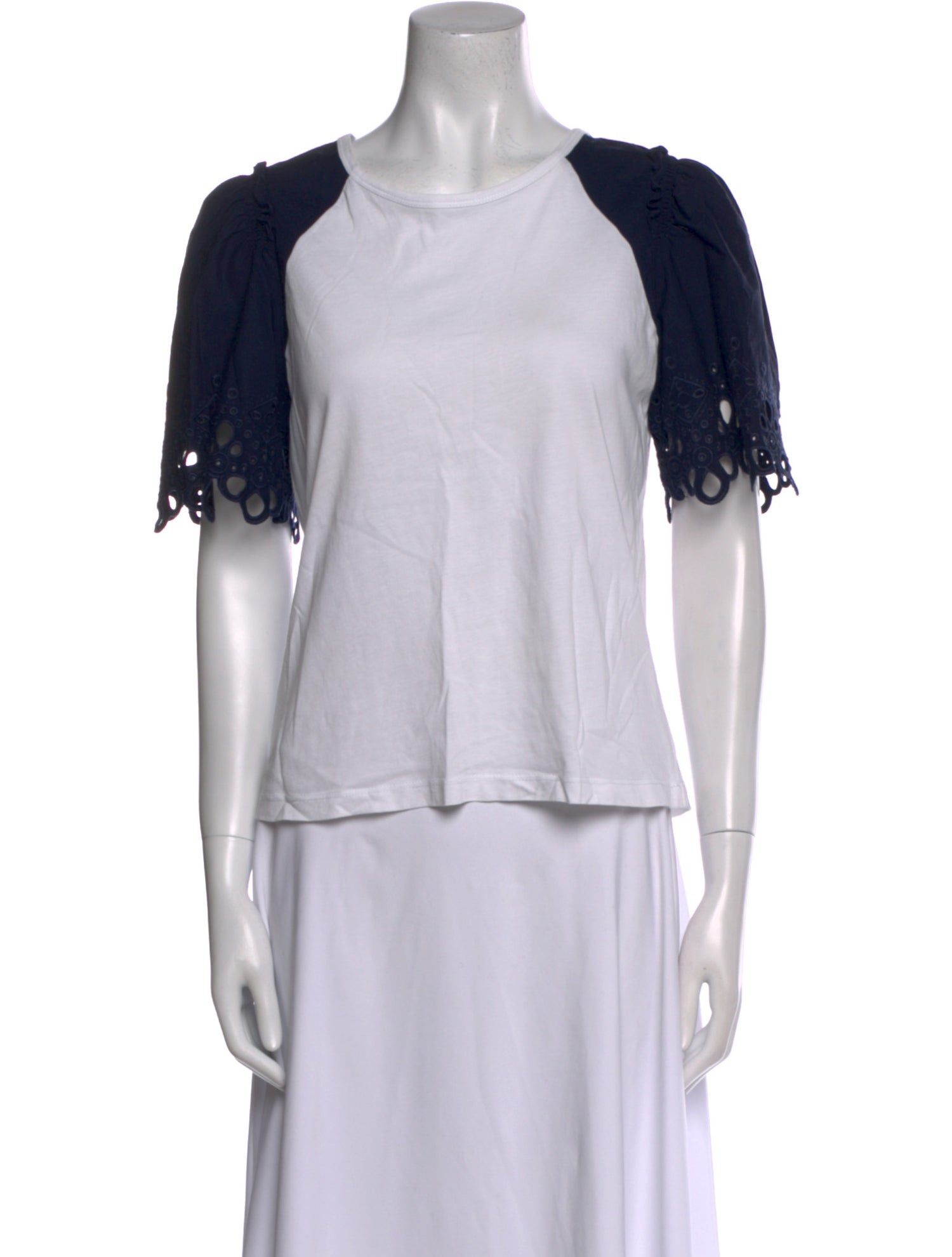 Veronica Beard Scoop Neck Short Sleeve Crop Top