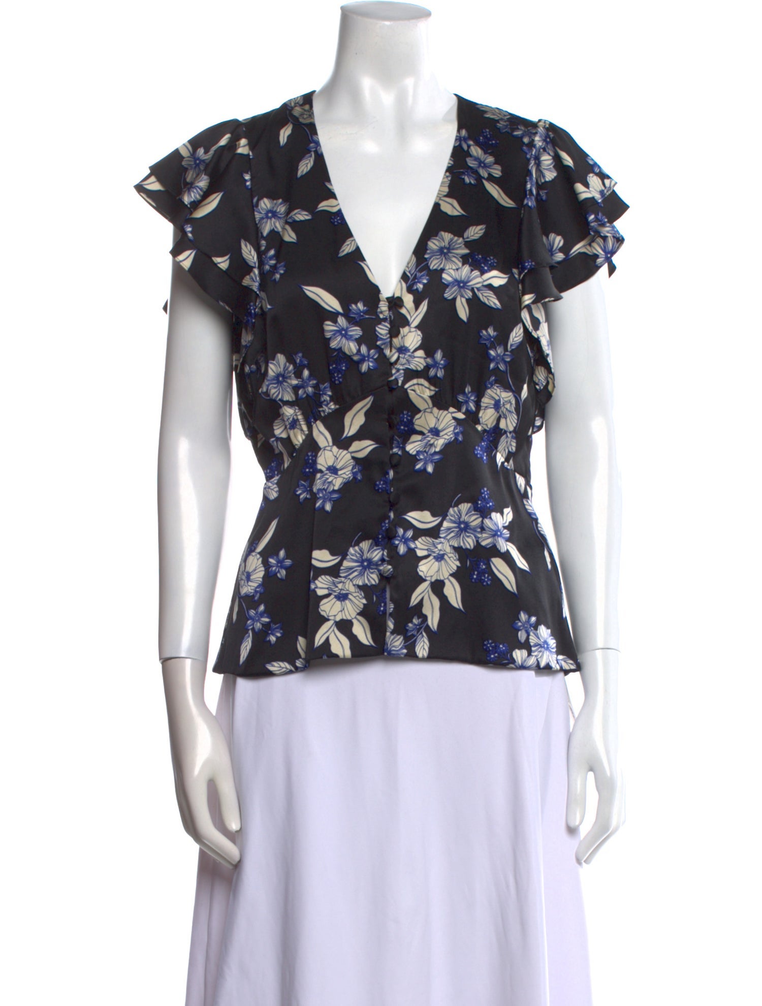 Veronica Beard Silk Floral Print Blouse