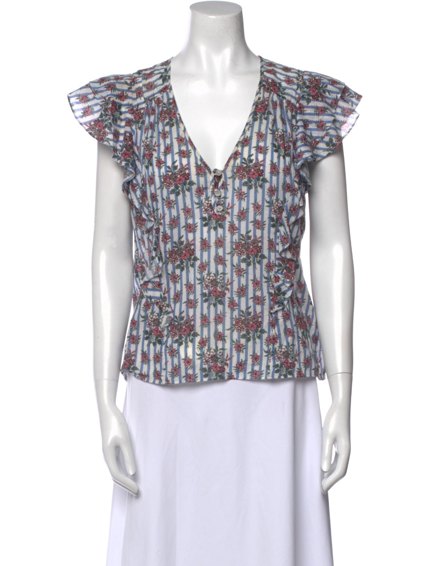 Veronica Beard Printed V-Neck Blouse