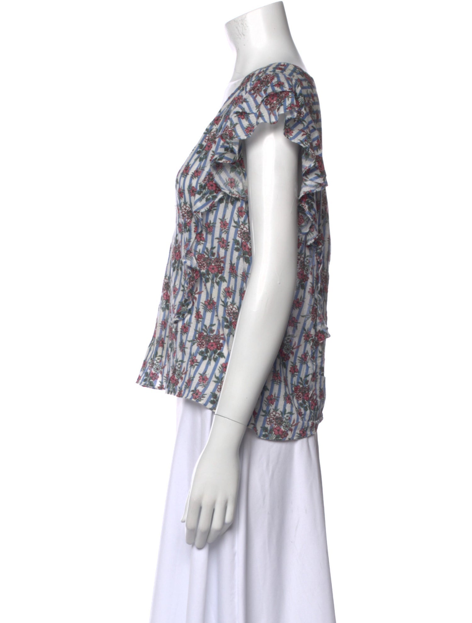 Veronica Beard Printed V-Neck Blouse