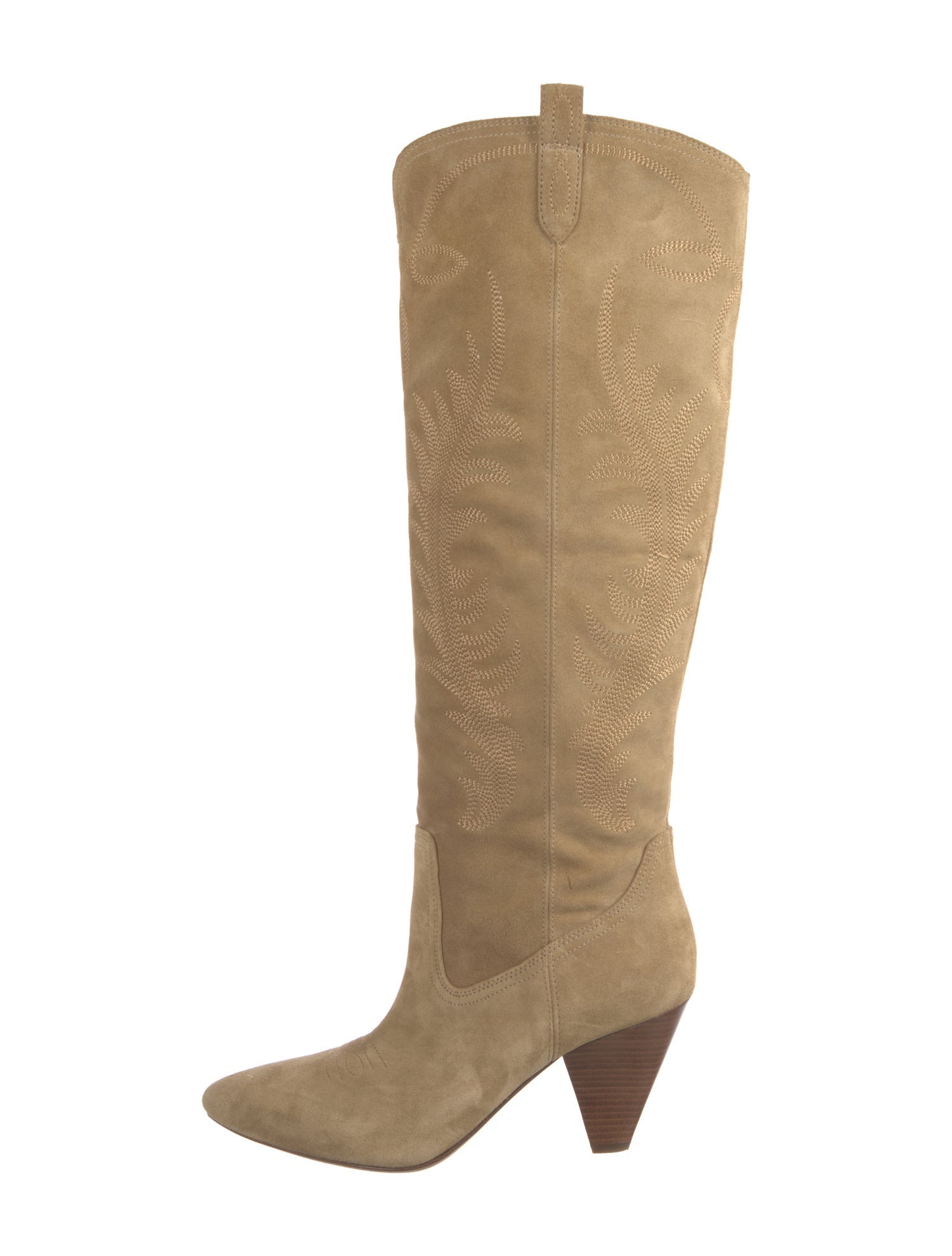 Veronica Beard Suede Embroidered Accent Boots