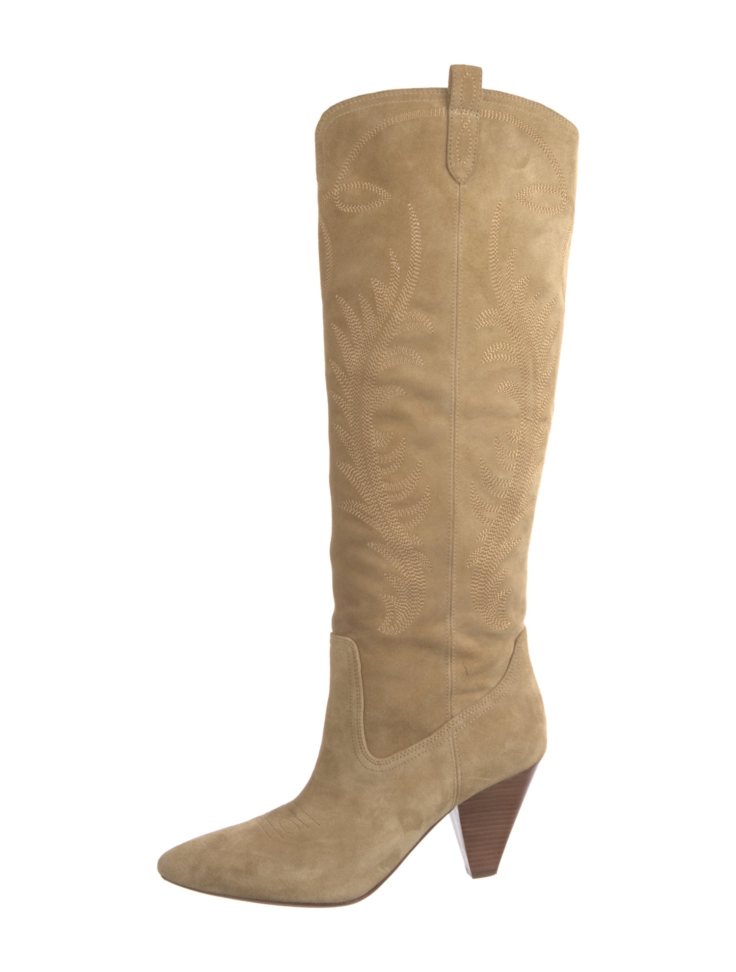 Veronica Beard Suede Embroidered Accent Boots