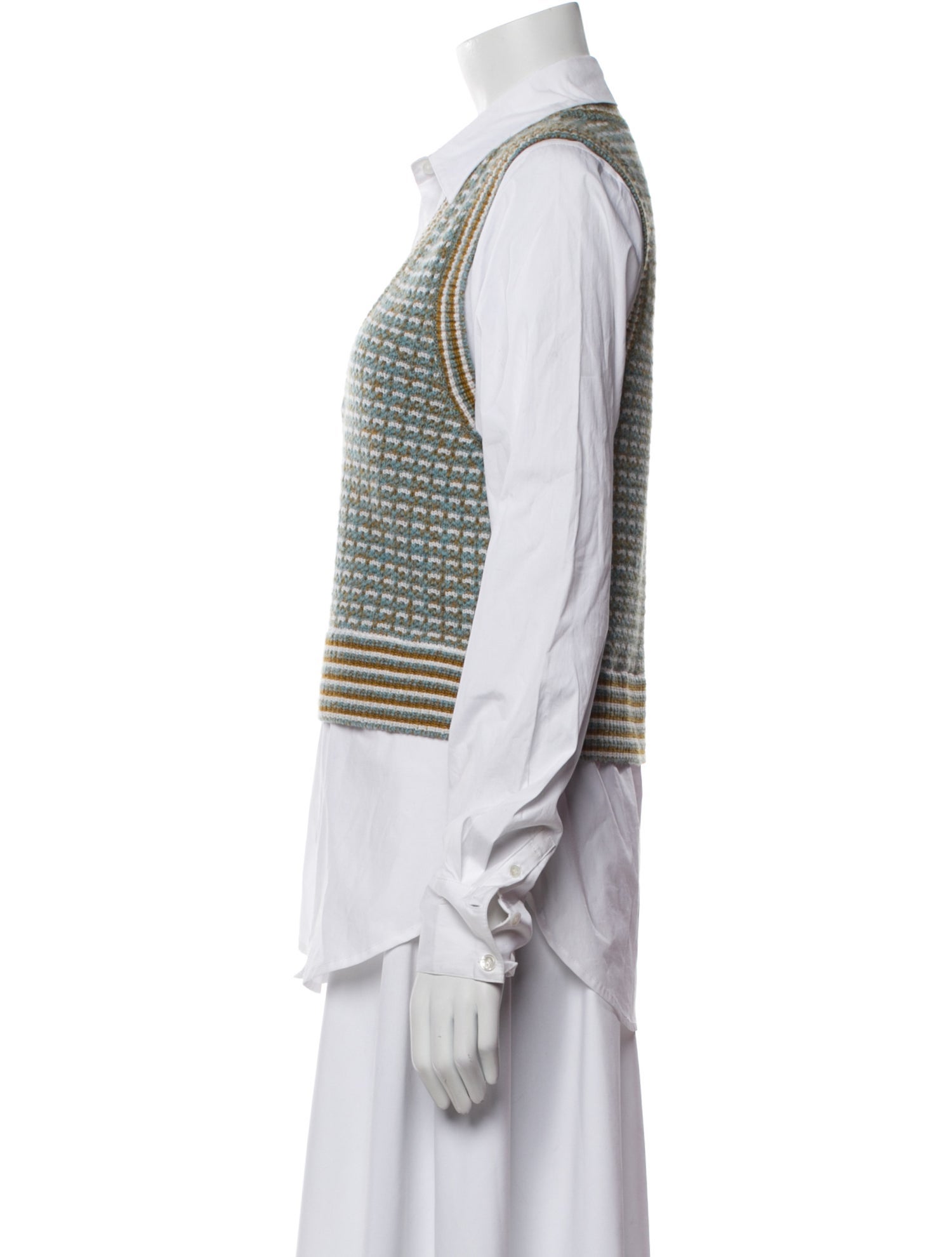 Veronica Beard Merino Wool Striped Button-Up Top