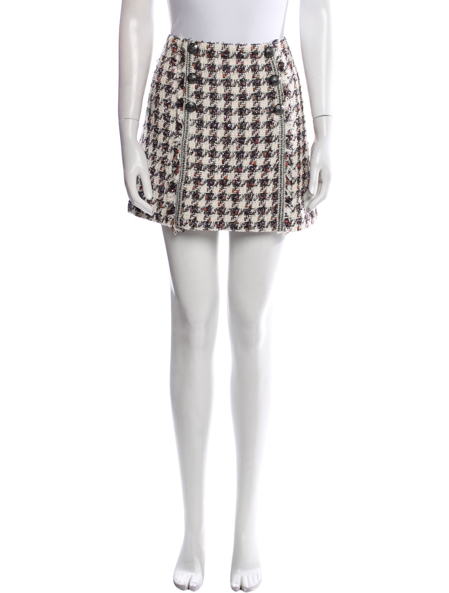 Veronica Beard Houndstooth Print Mini Skirt