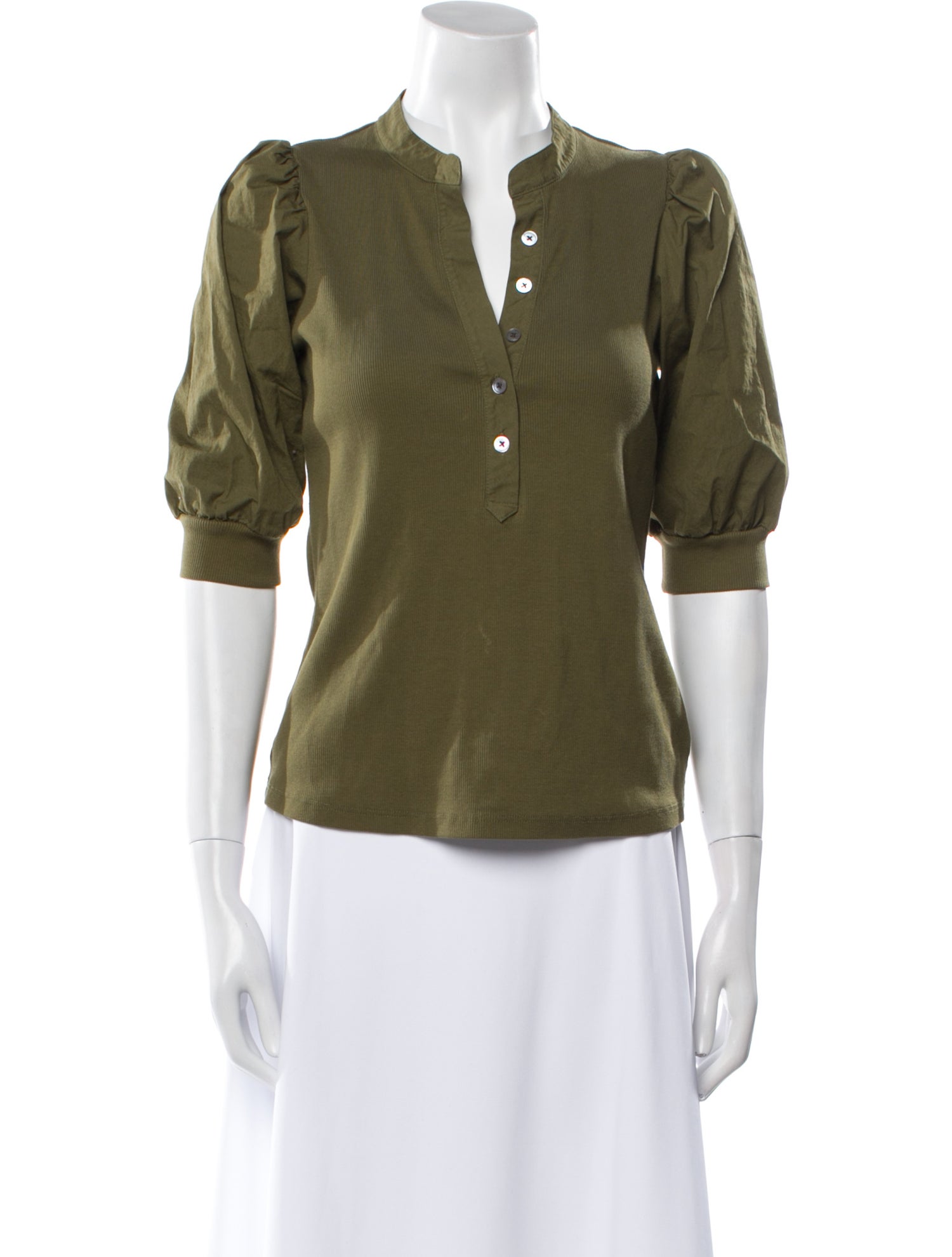 Veronica Beard Mock Neck Three-Quarter Sleeve Polo