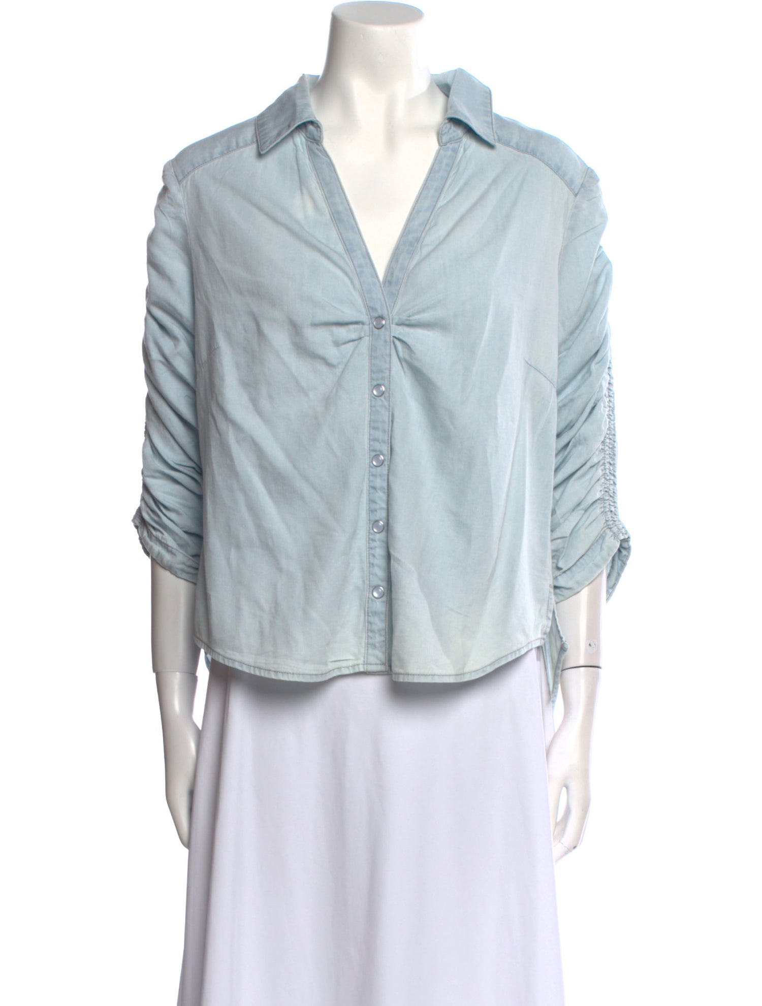 Veronica Beard Three-Quarter Sleeve Button-Up Top