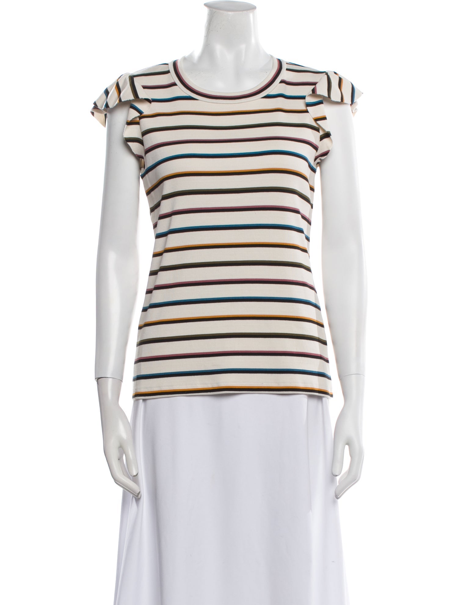 Veronica Beard Striped Scoop Neck T-Shirt w/ Tags