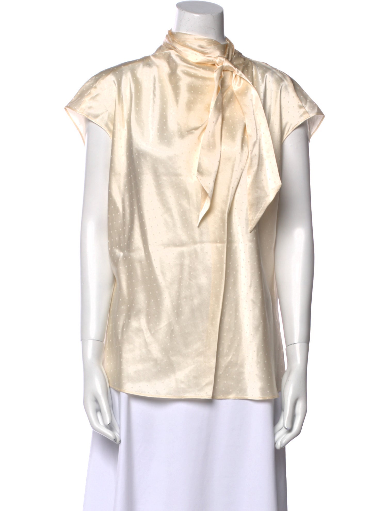 Veronica Beard Tie Neck Short Sleeve Top