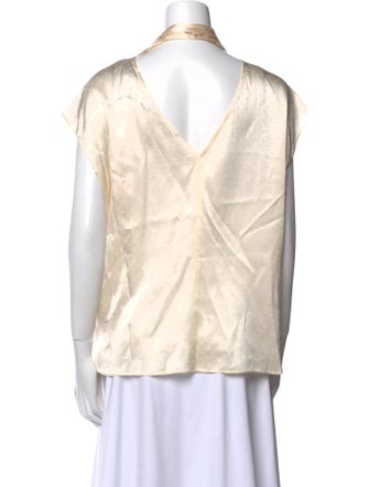 Veronica Beard Tie Neck Short Sleeve Top