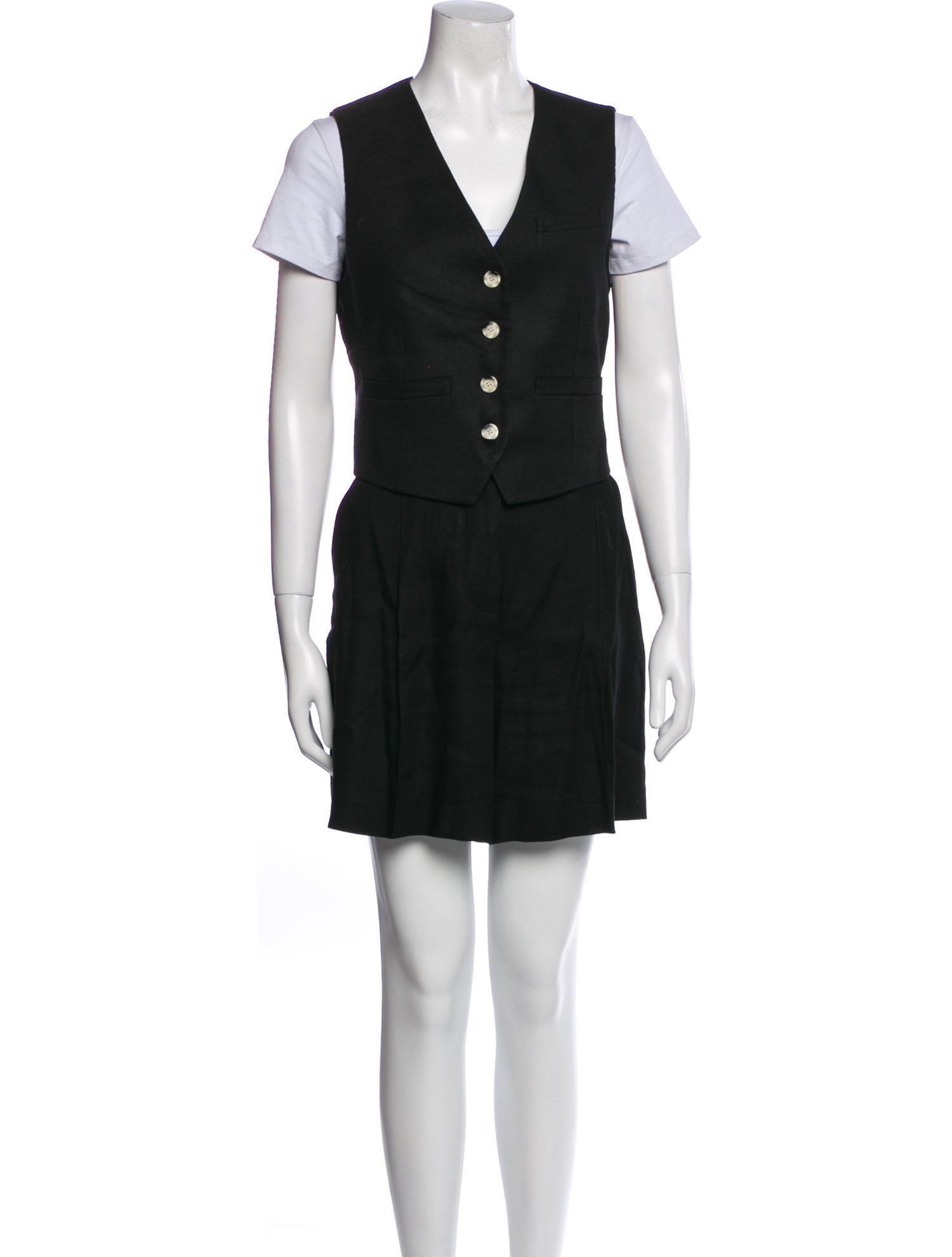 Veronica Beard Linen Pleated Accents Short Set